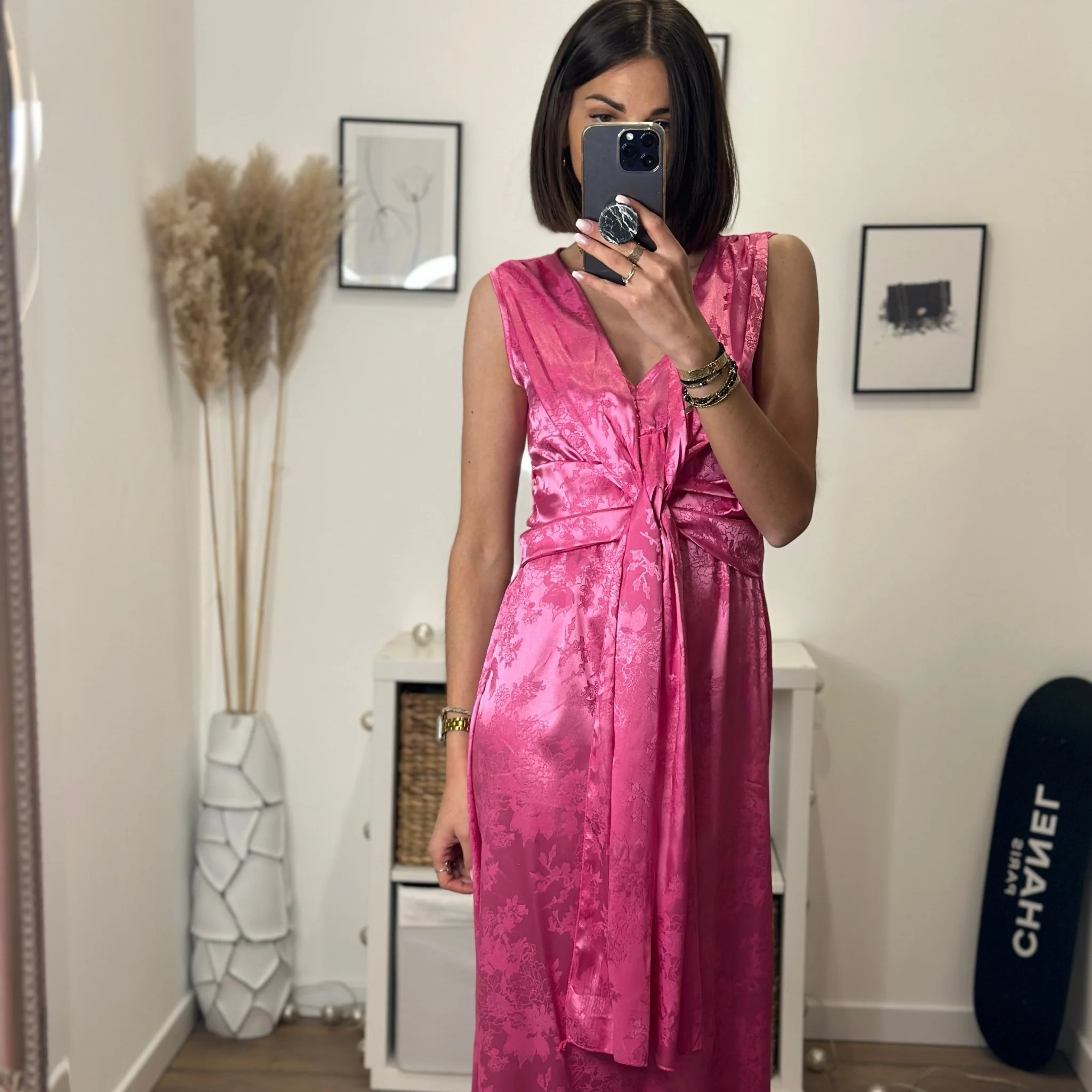 ROBE SATINÉE FUSHIA LOUISA - Image 2