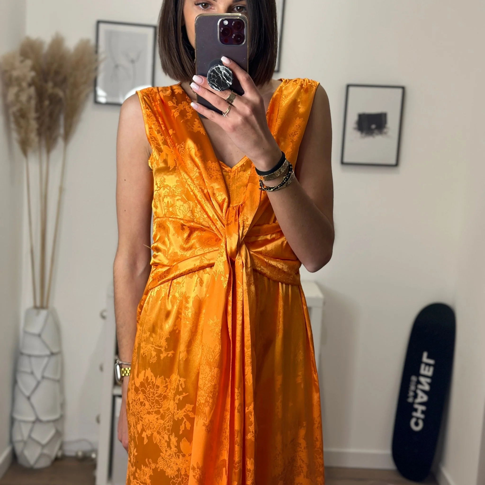 ROBE SATINÉE ORANGE LOUISA - Image 2