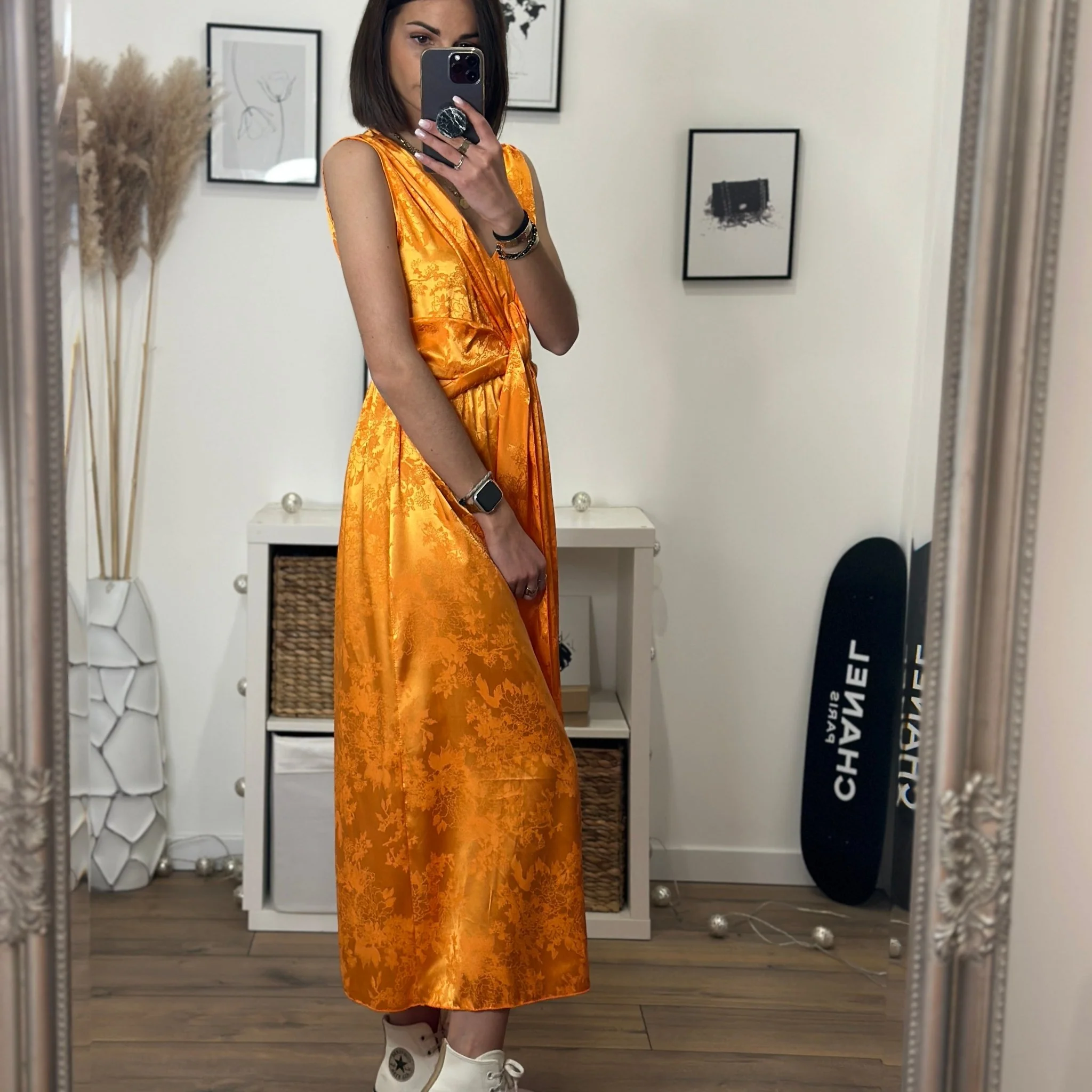 ROBE SATINÉE ORANGE LOUISA - Image 3