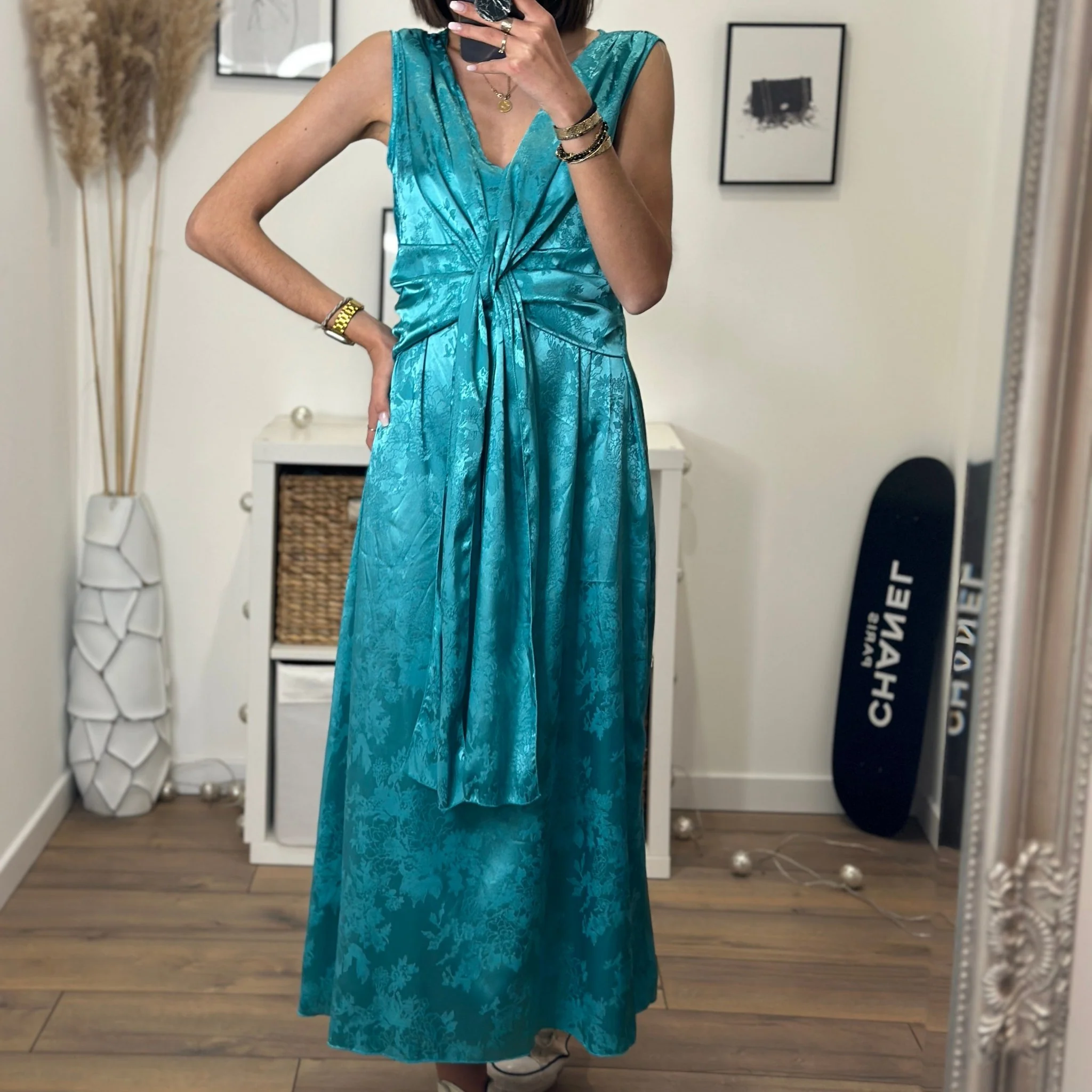 ROBE SATINÉE TURQUOISE LOUISA - Image 3