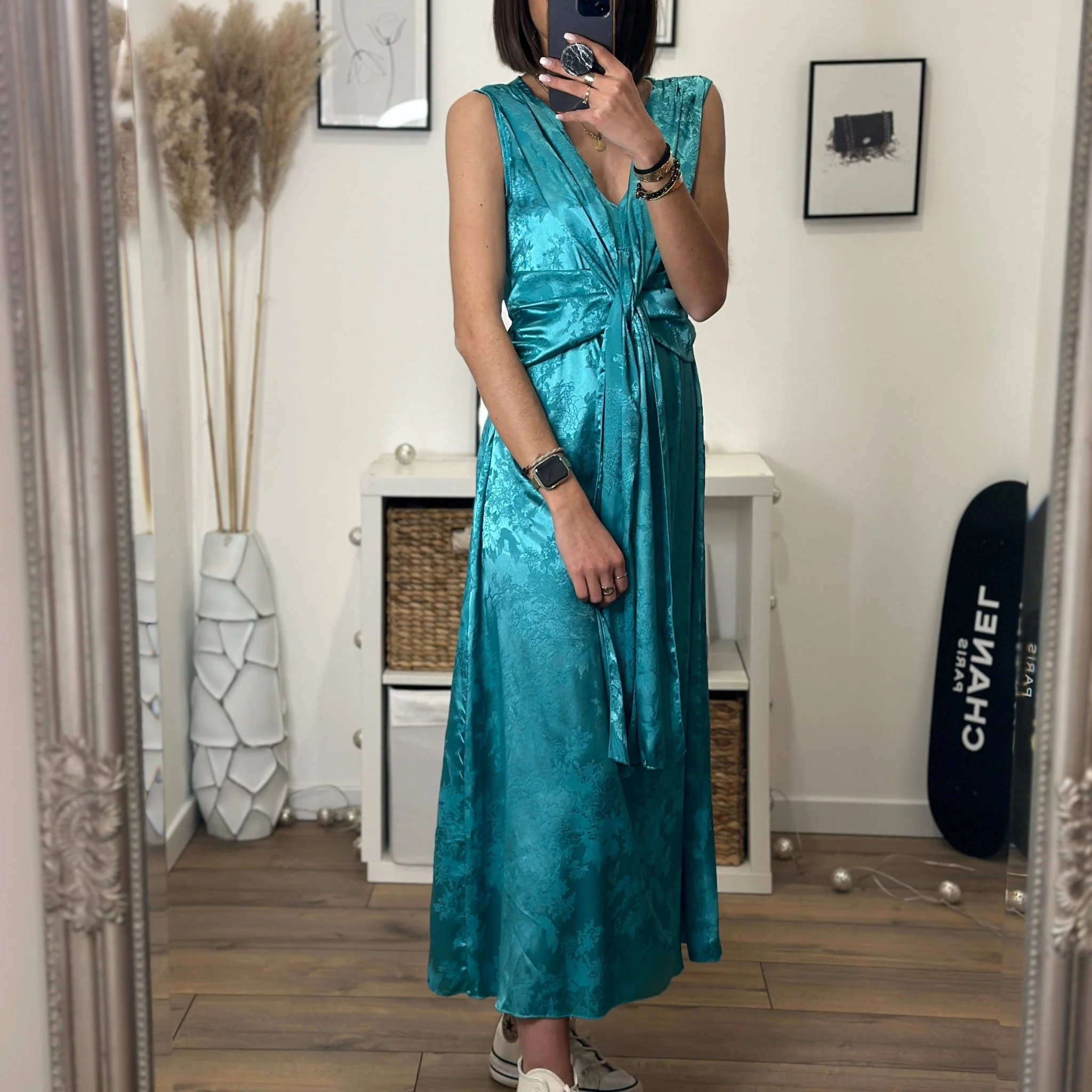 ROBE SATINÉE TURQUOISE LOUISA - Image 4