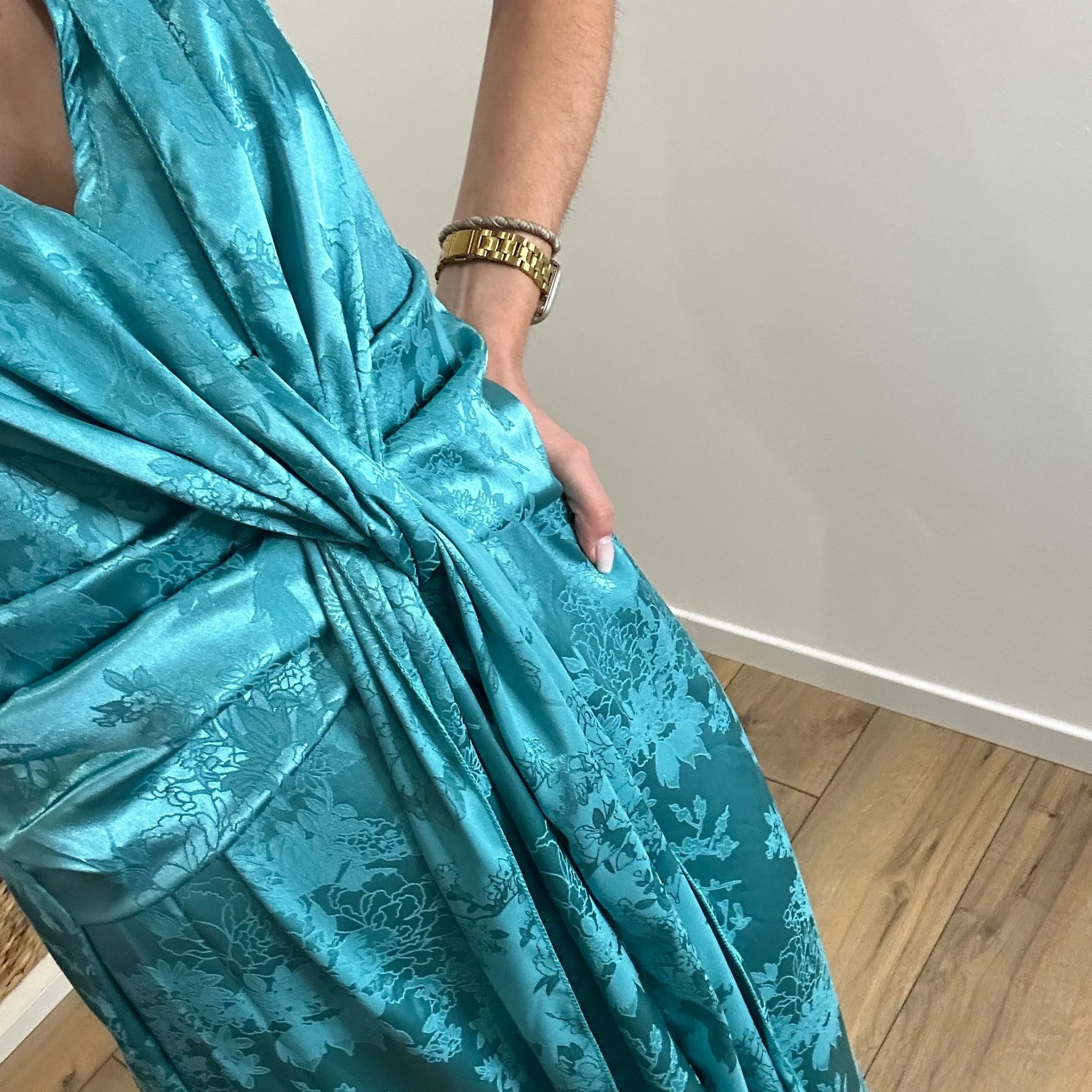 ROBE SATINÉE TURQUOISE LOUISA - Image 5