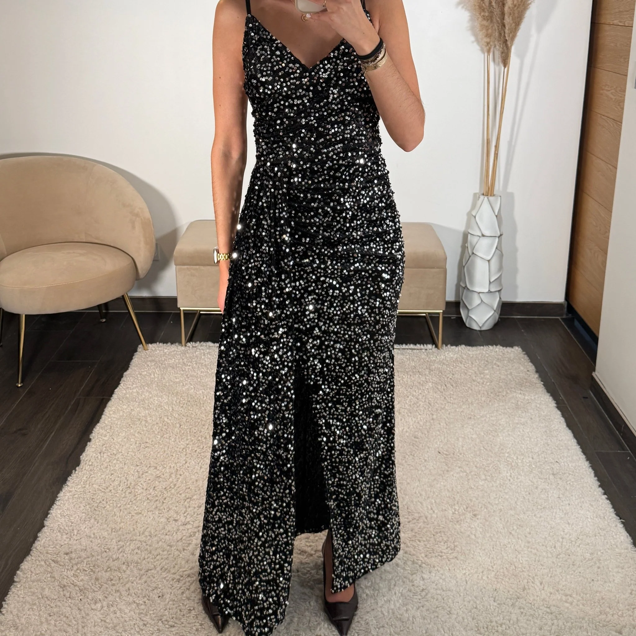 ROBE SHINY NOIR DIANE