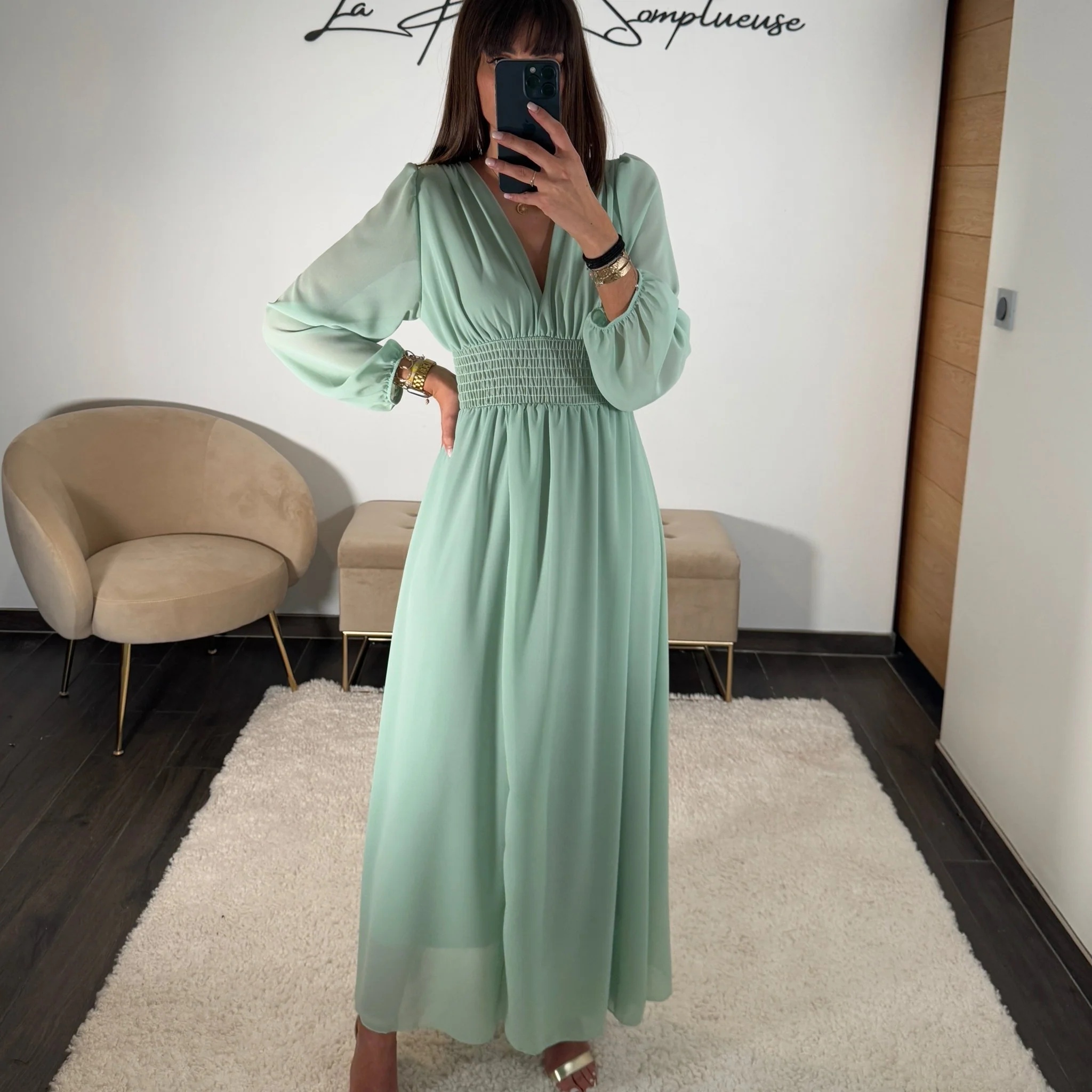 ROBE VERT D'EAU FLUIDE MARTA - Image 3