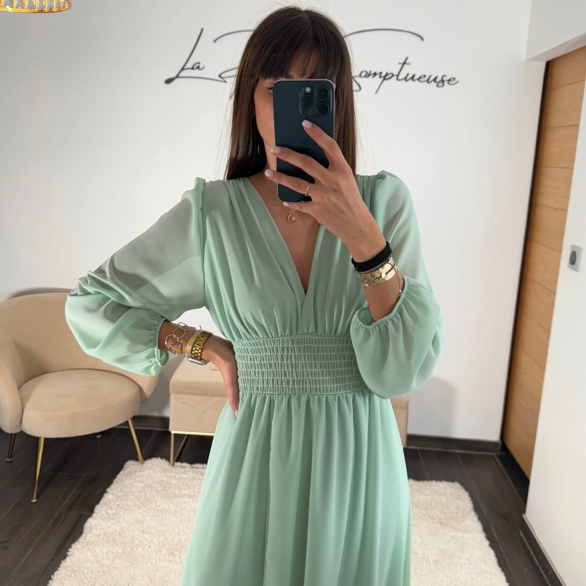 ROBE VERT D'EAU FLUIDE MARTA - Image 4