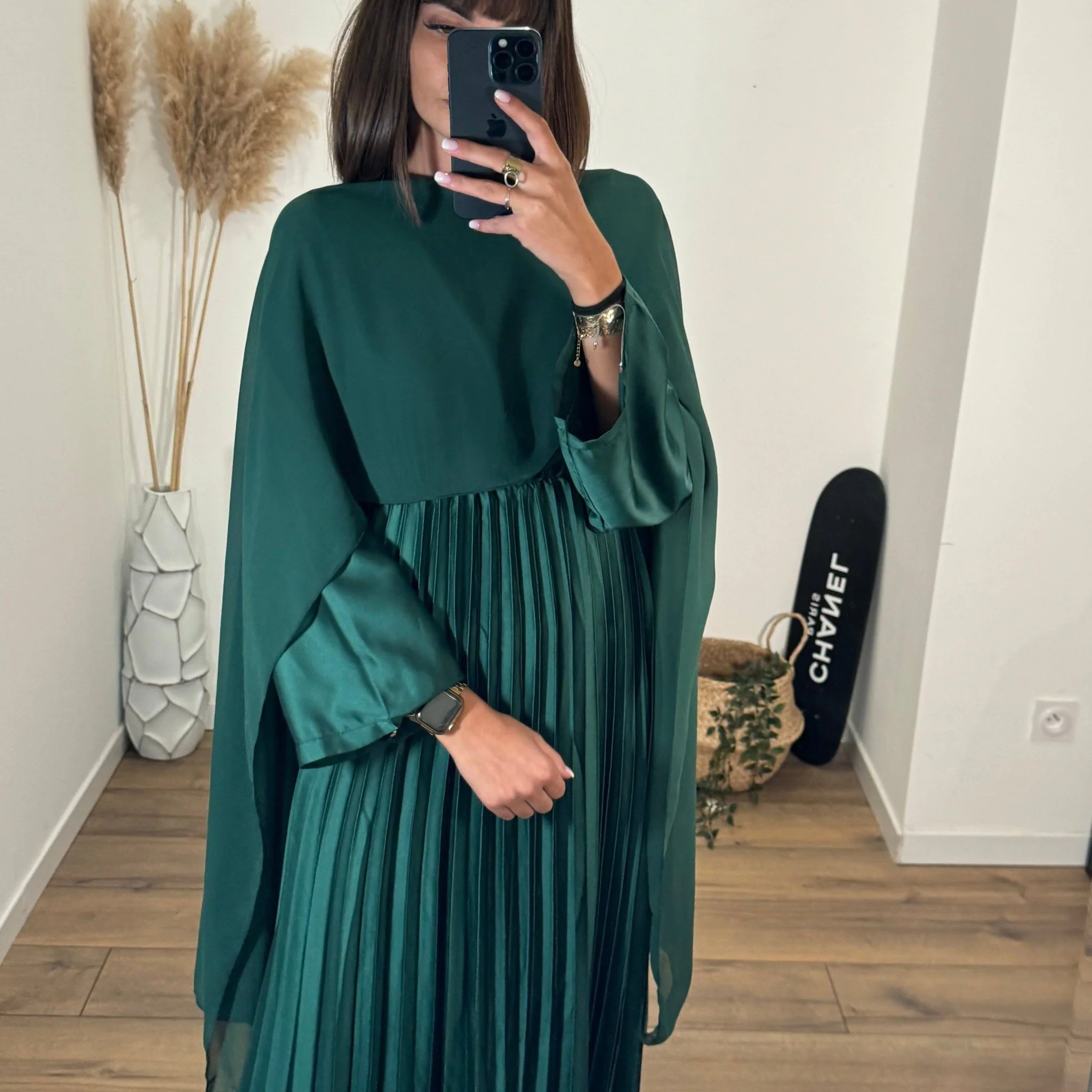 ROBE VERT SAPIN SATINE CORALINE - Image 2