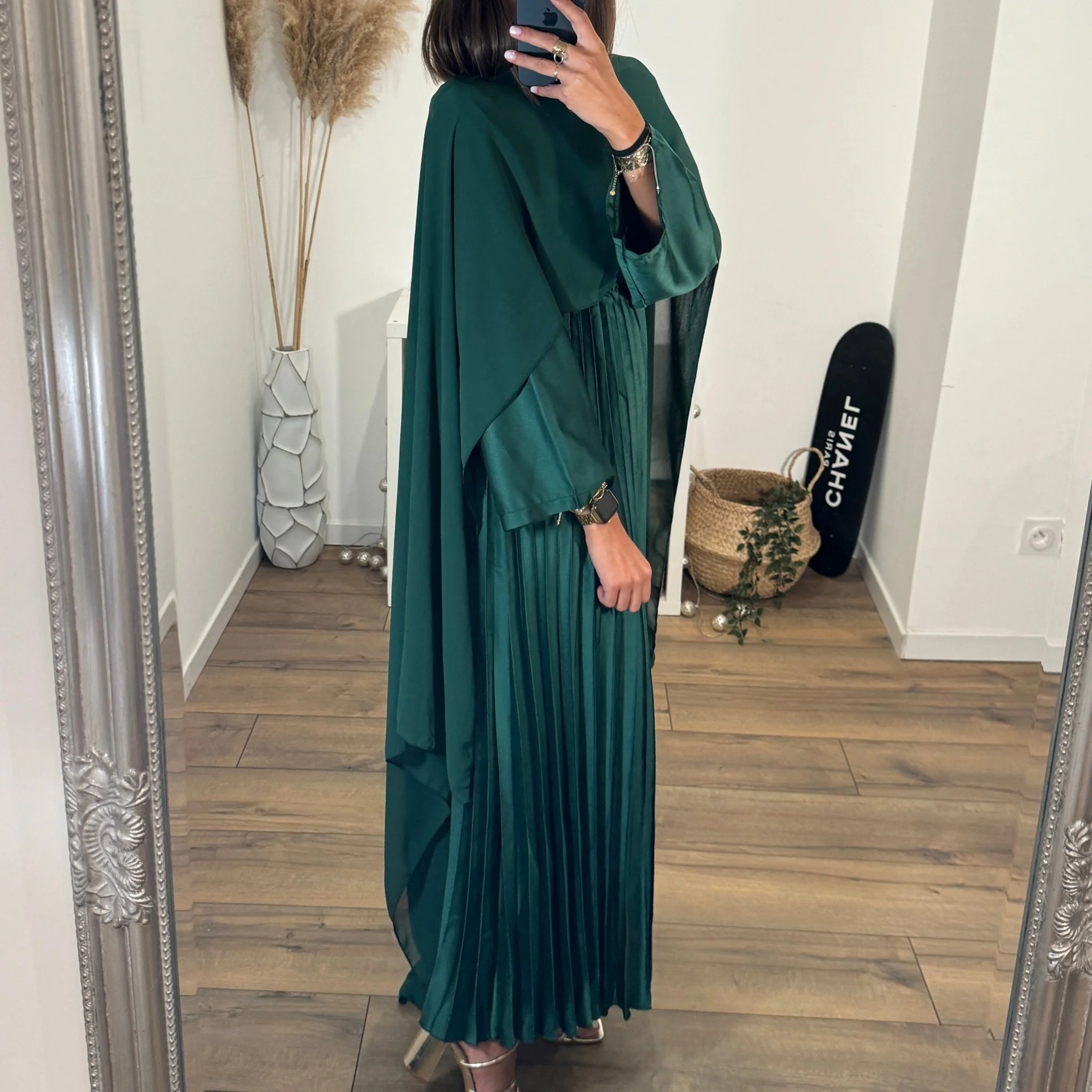ROBE VERT SAPIN SATINE CORALINE - Image 3