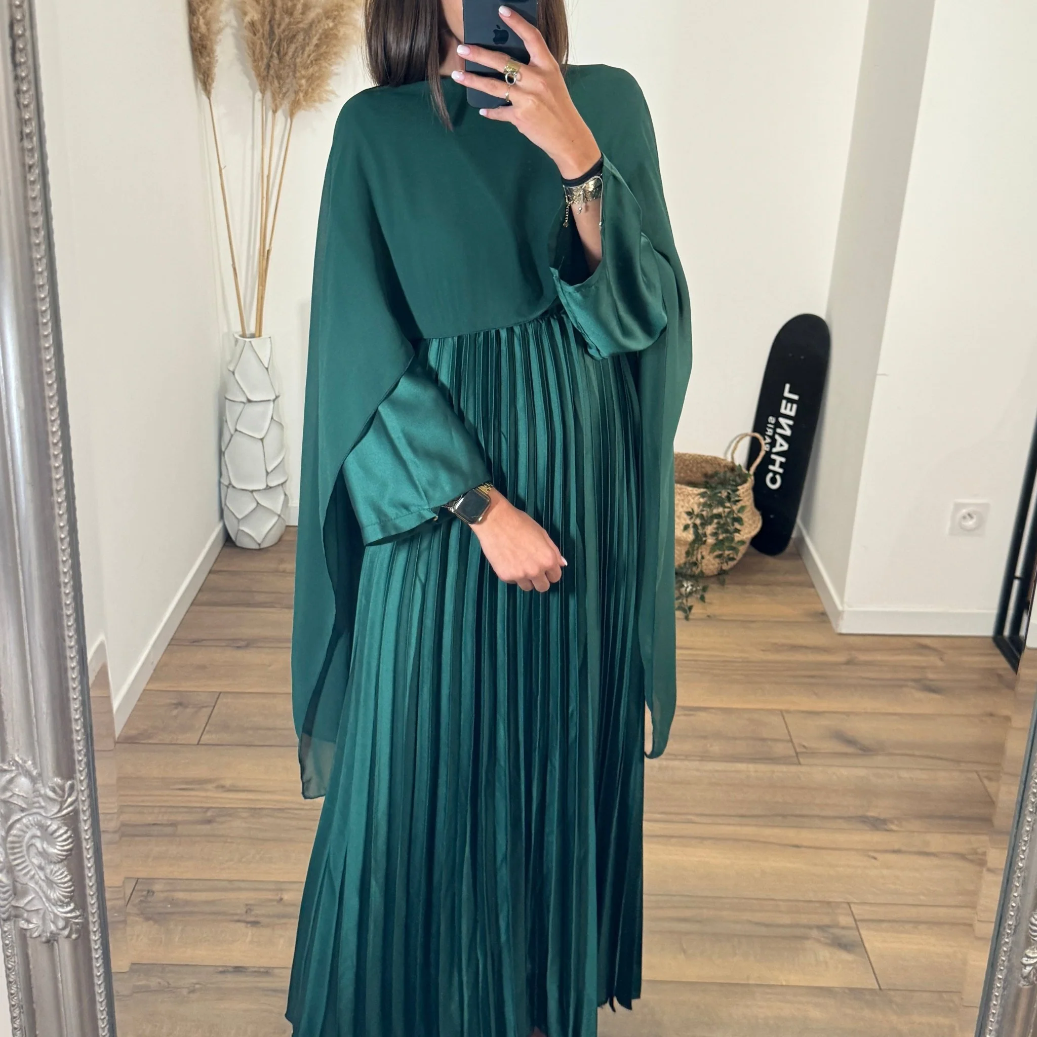 ROBE VERT SAPIN SATINE CORALINE - Image 4