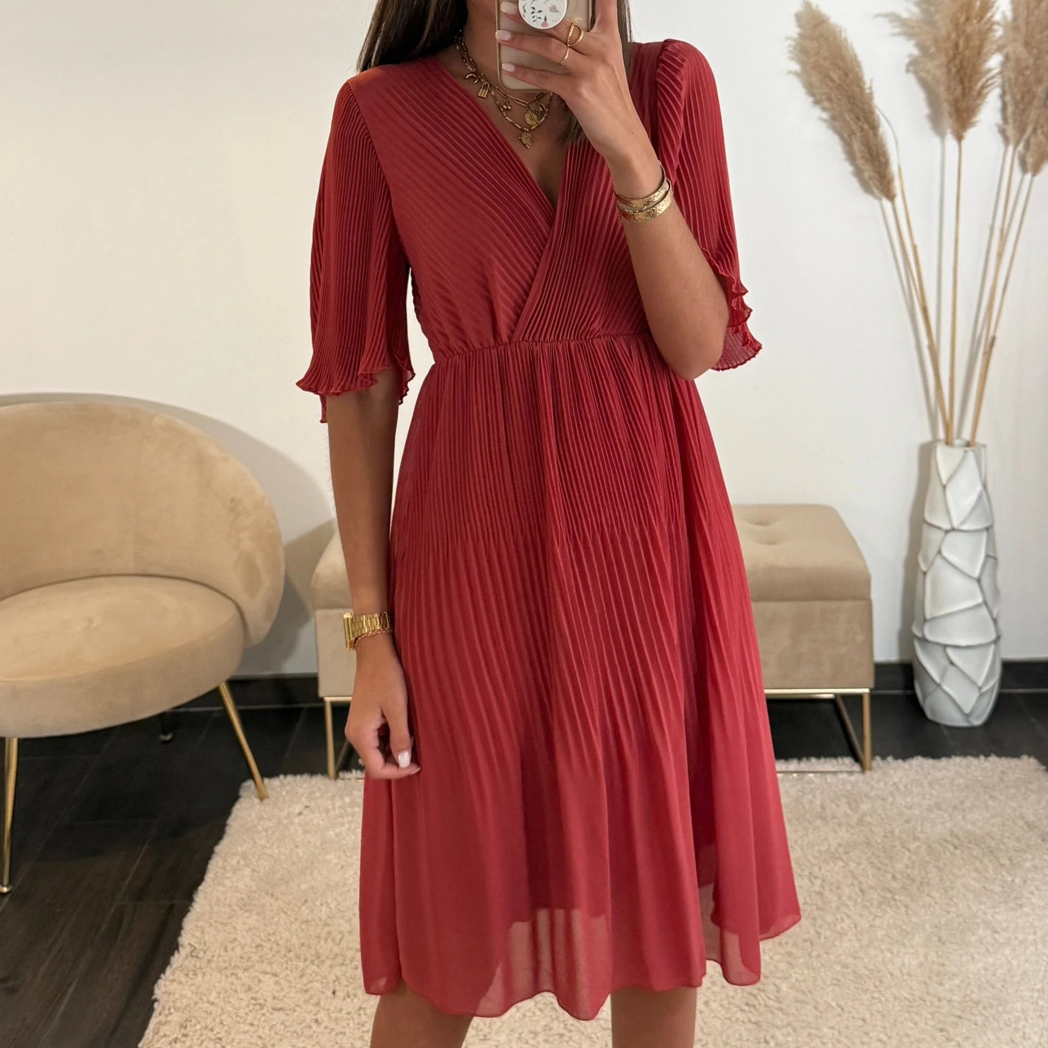 ROBE VIEUX ROSE/TERRACOTTA HILONA