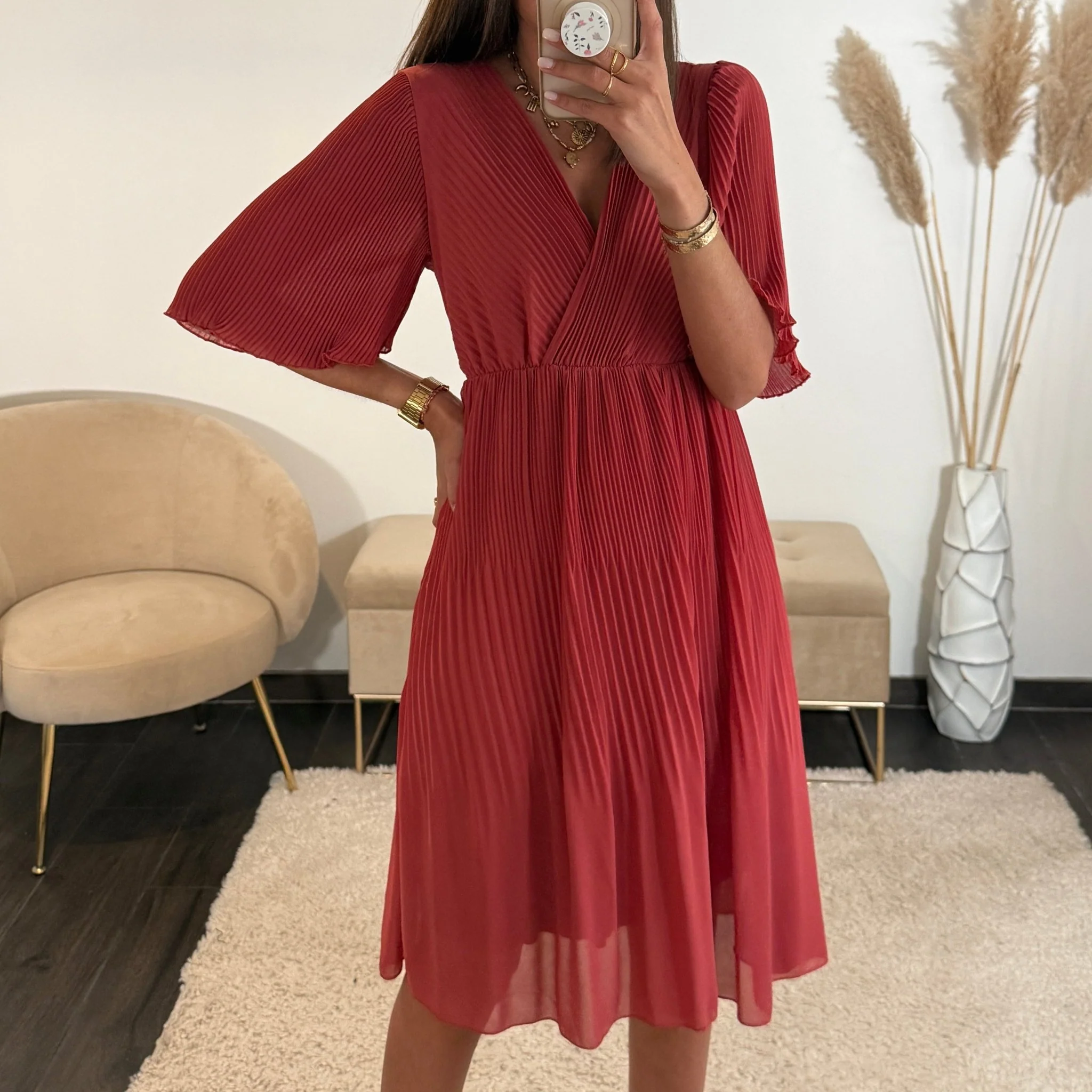 ROBE VIEUX ROSE/TERRACOTTA HILONA - Image 2