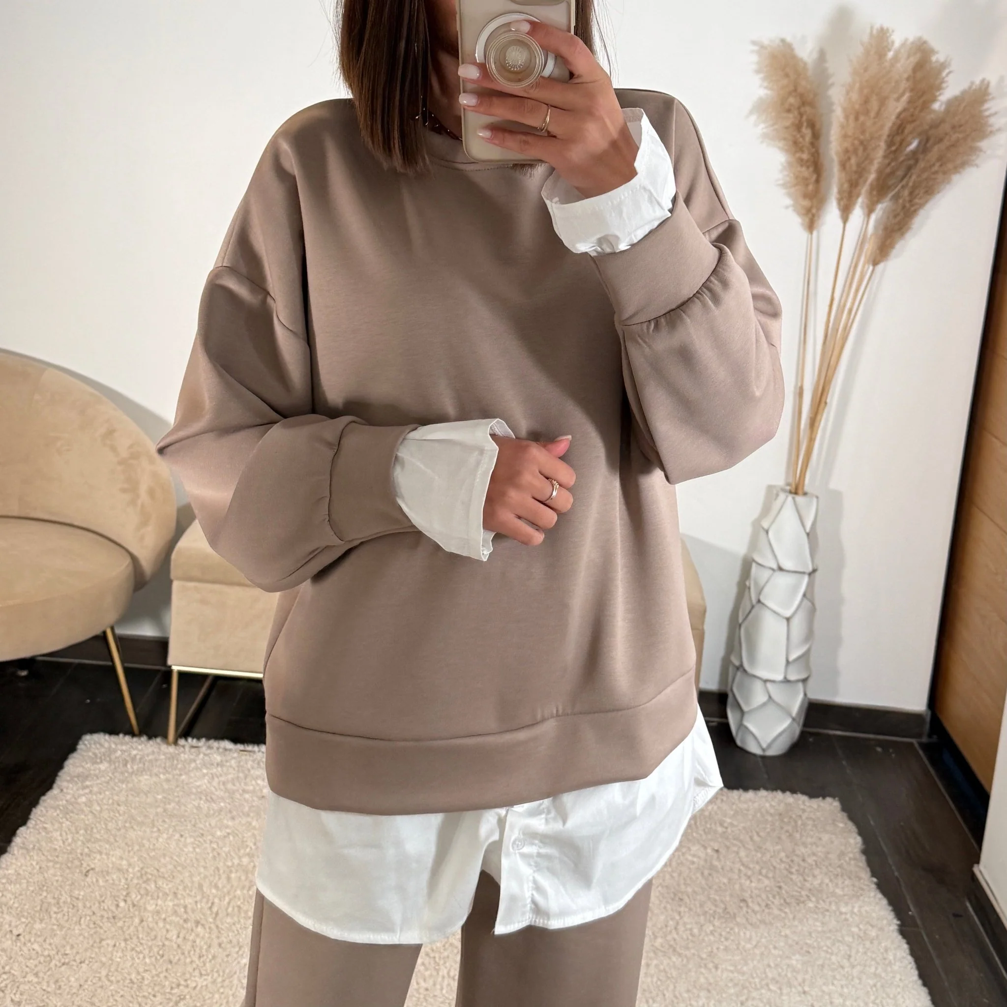 SET PULL CHEMISE + PANTALON BEIGE REMY - Image 2