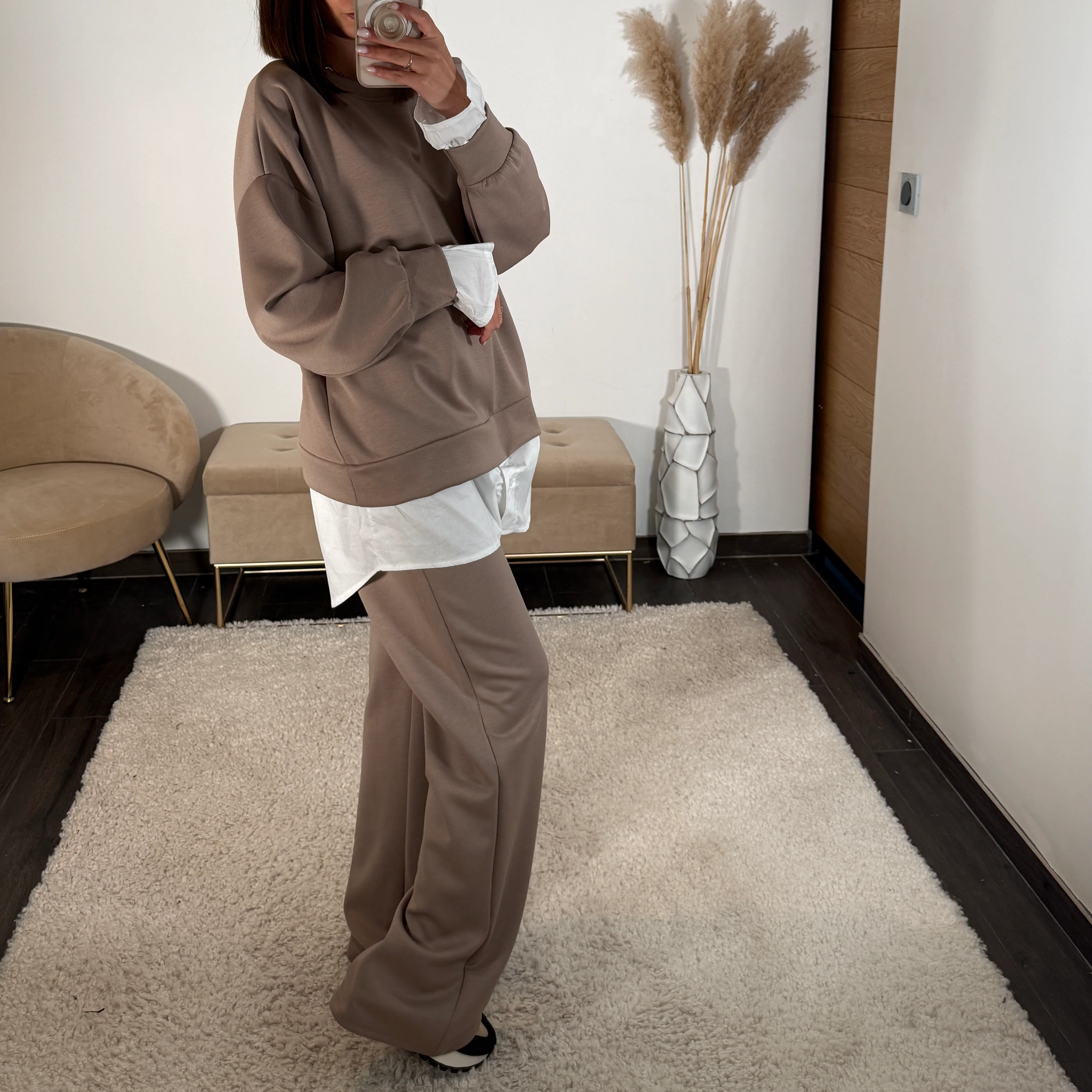 SET PULL CHEMISE + PANTALON BEIGE REMY - Image 3