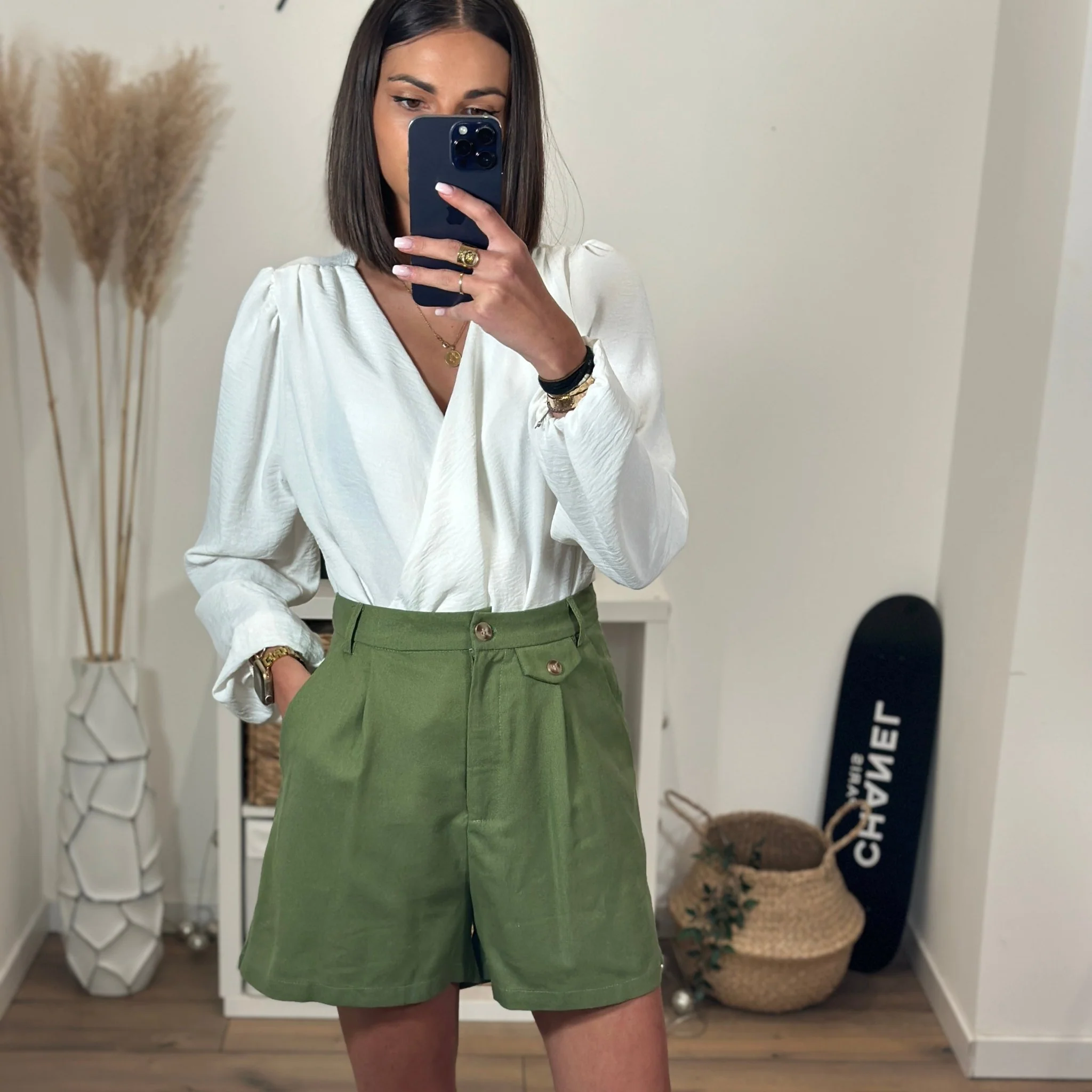 SHORT EN LIN KAKI LEON - Image 2