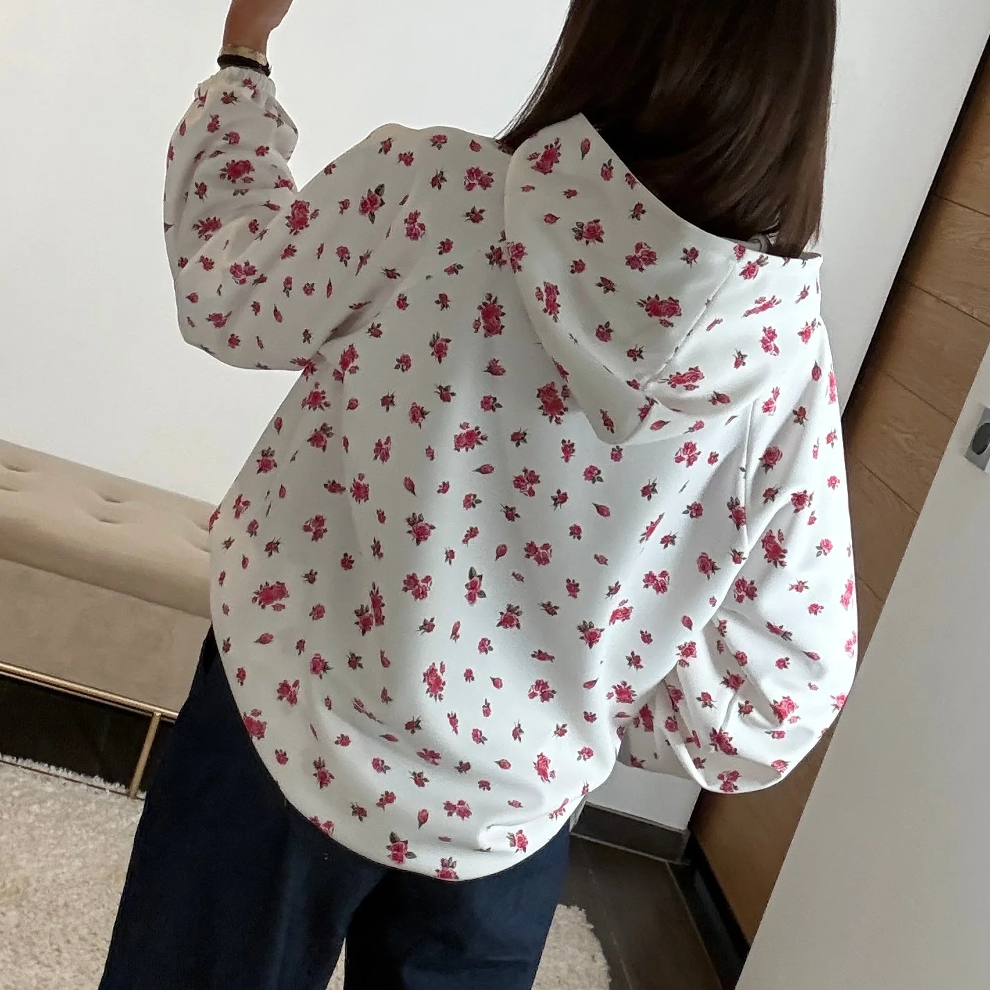 SWEAT BLANC FLEURI ROSE ISIS - Image 2