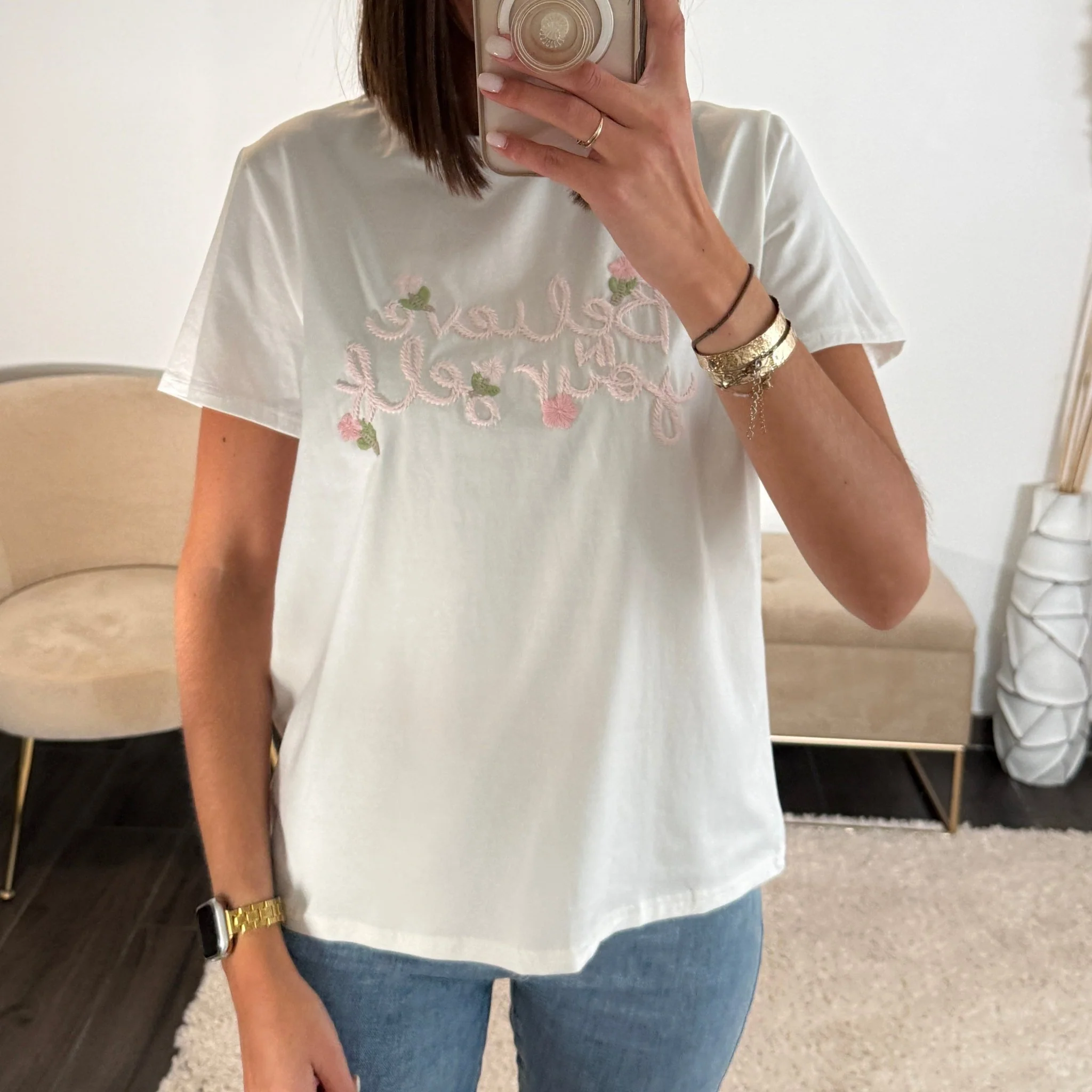 T-SHIRT BLANC BELIEVE - Image 2