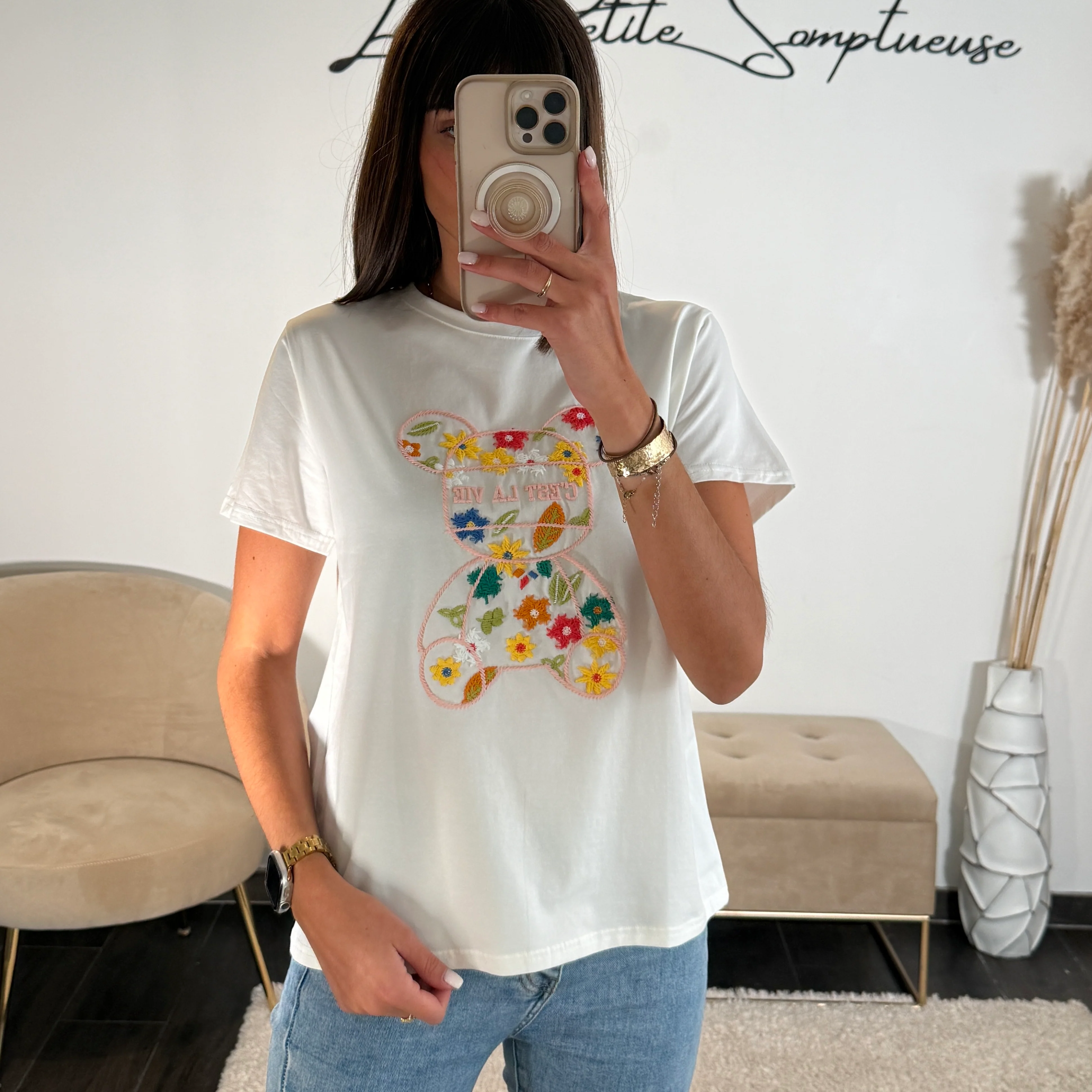 T-SHIRT BLANC C'EST LA VIE - Image 2
