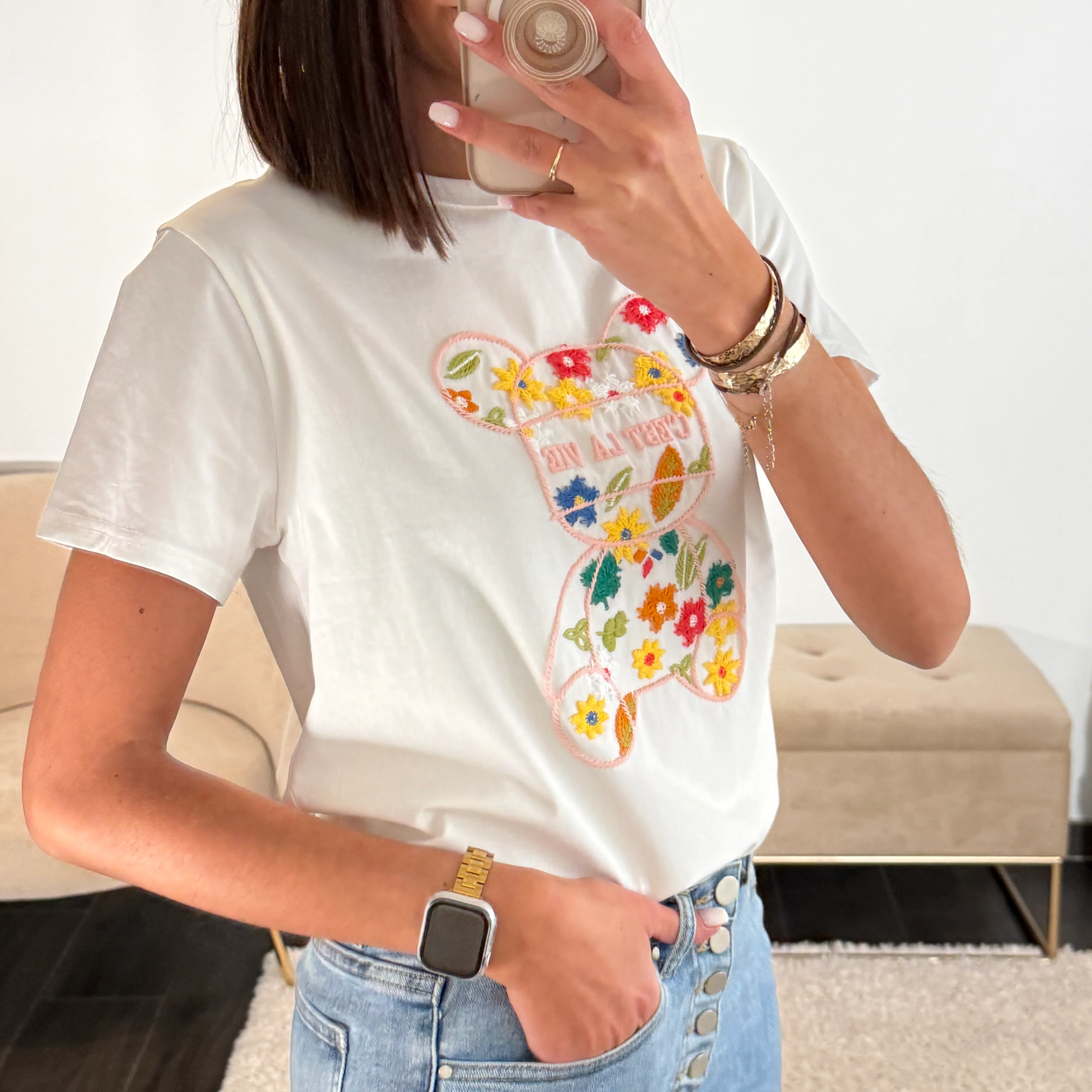T-SHIRT BLANC C'EST LA VIE - Image 3