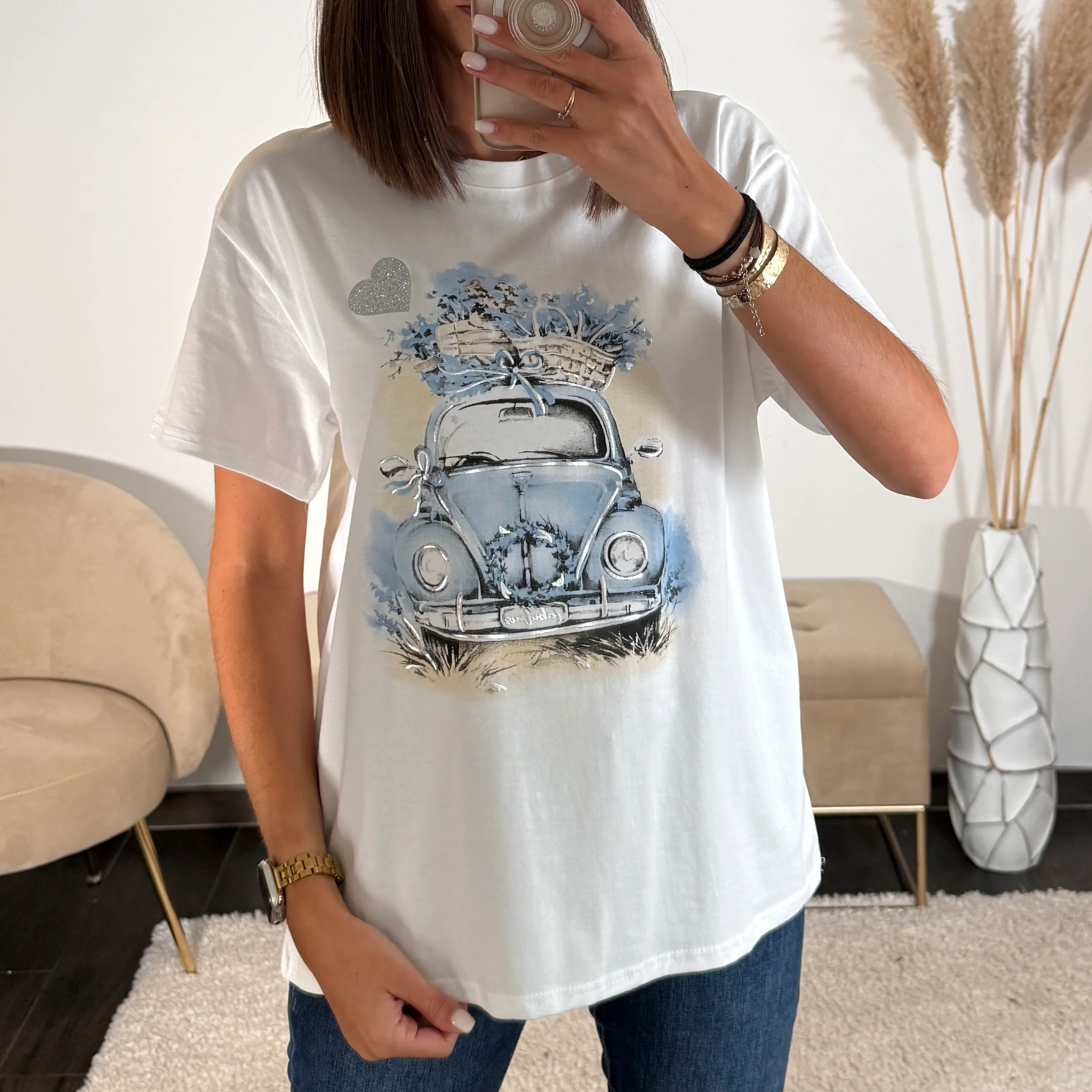 T-SHIRT BLANC COCCINELLE BLEU - Image 2