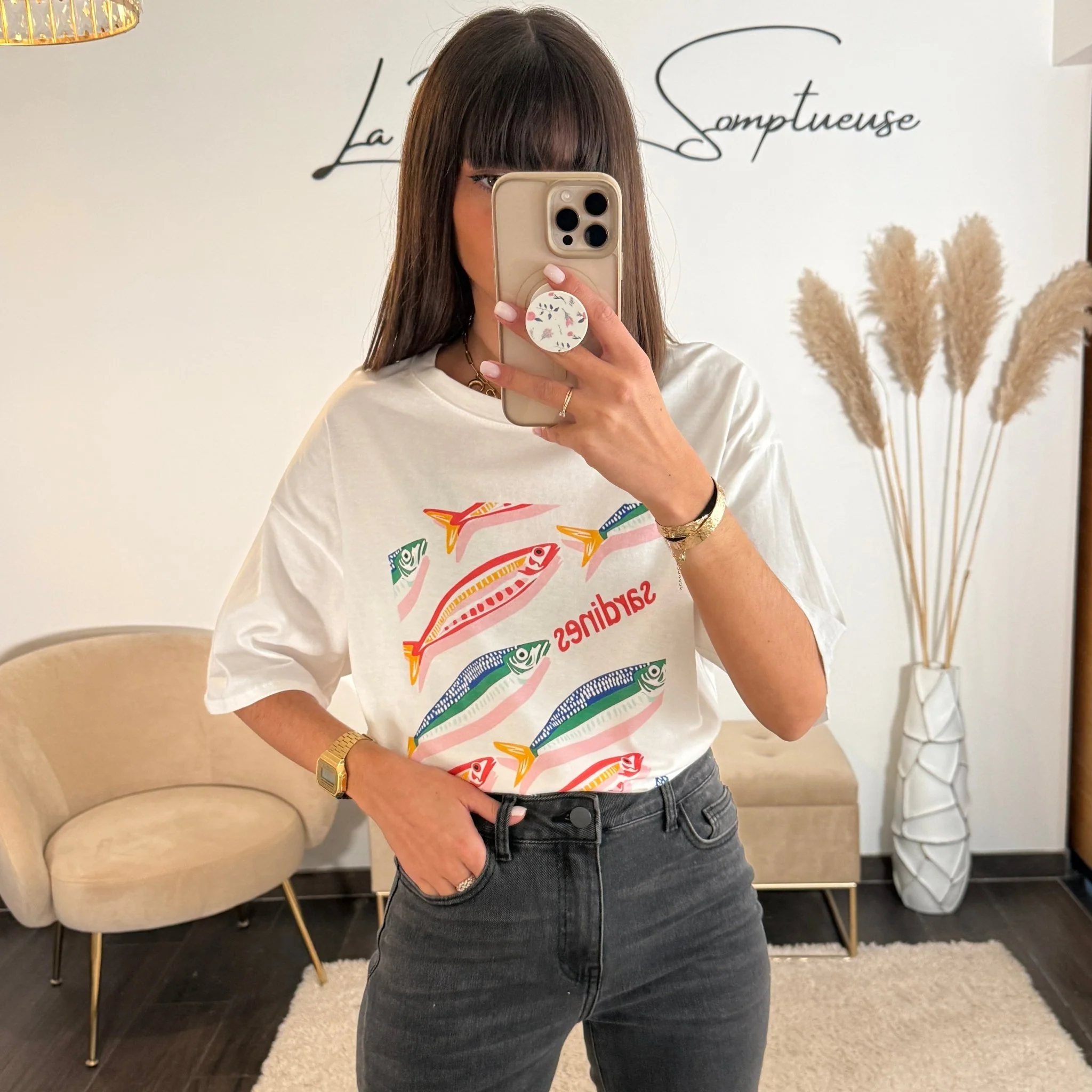 T-SHIRT BLANC SARDINES