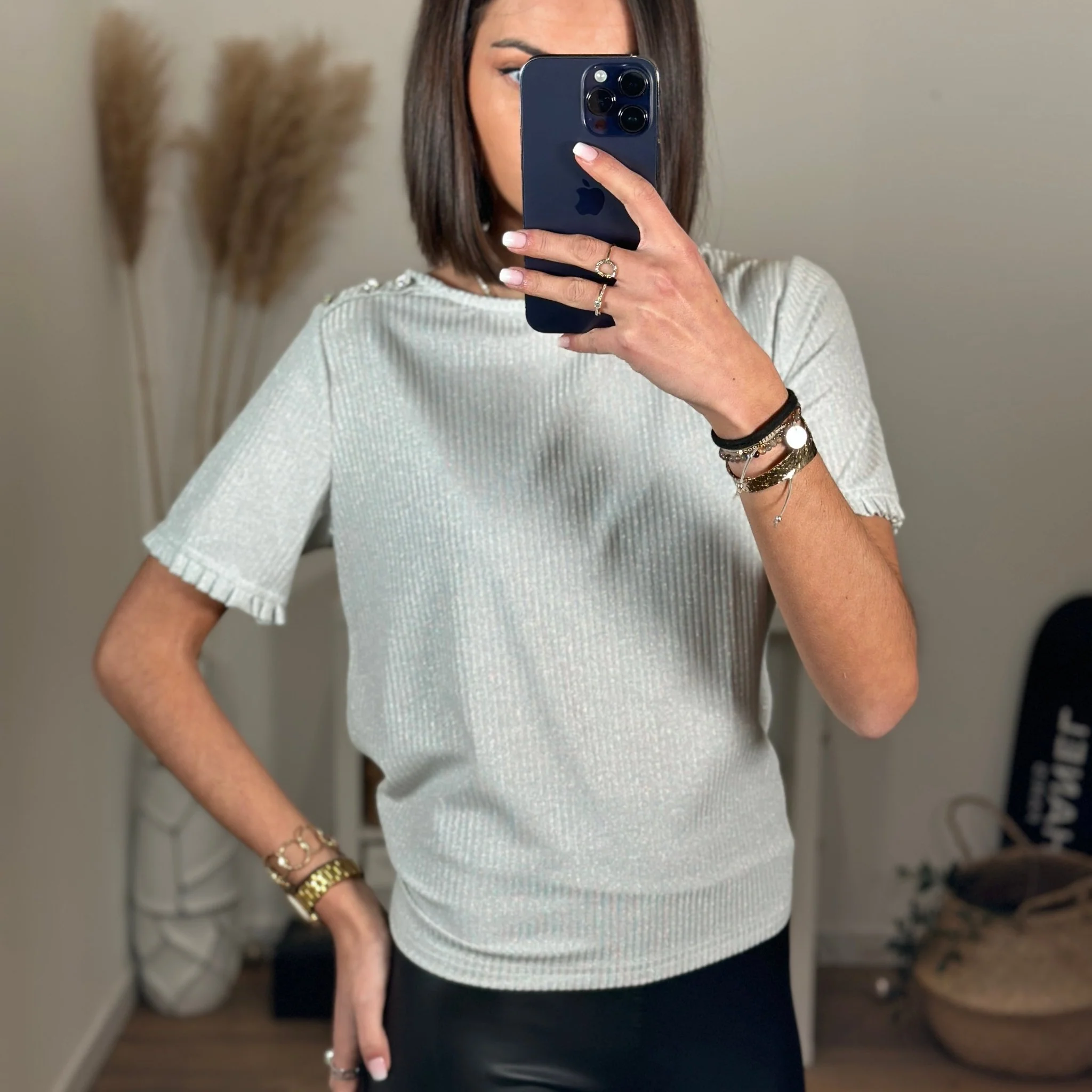 T-SHIRT GRIS ARGENT DAVIA - Image 4