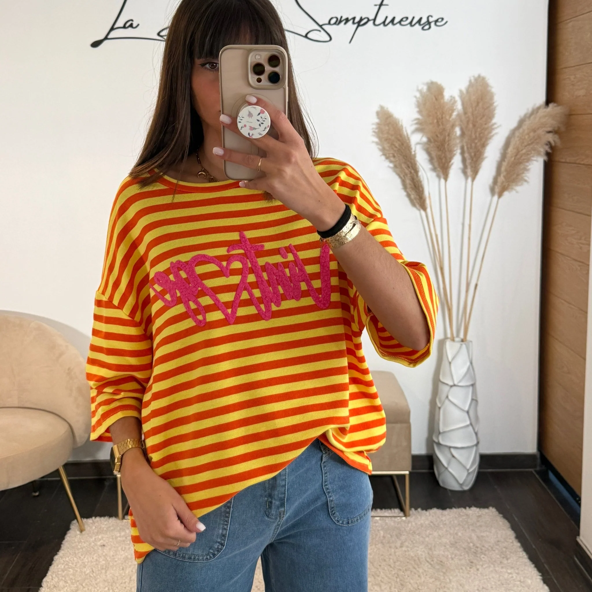 T-SHIRT VINTAGE ORANGE/JAUNE