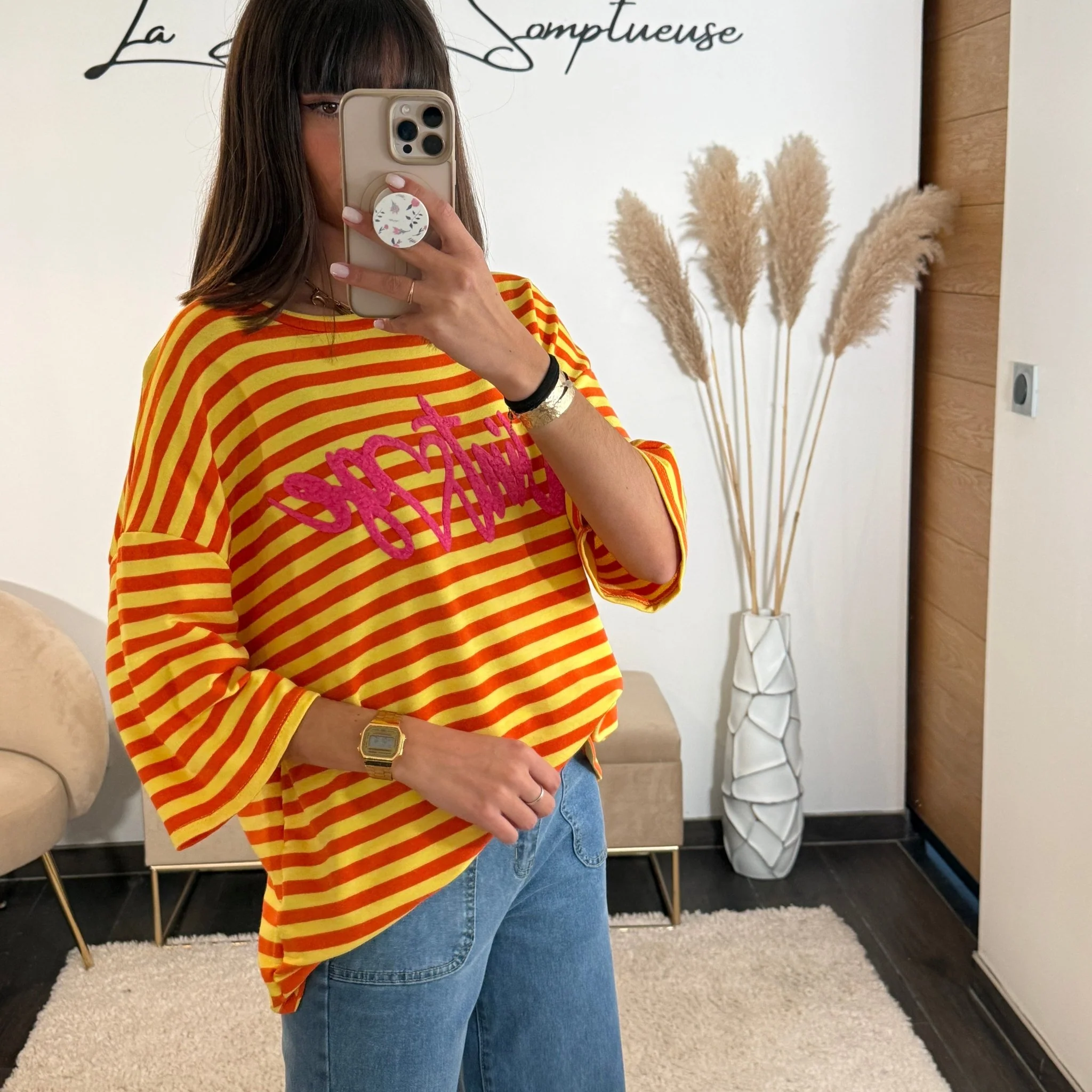 T-SHIRT VINTAGE ORANGE/JAUNE - Image 2