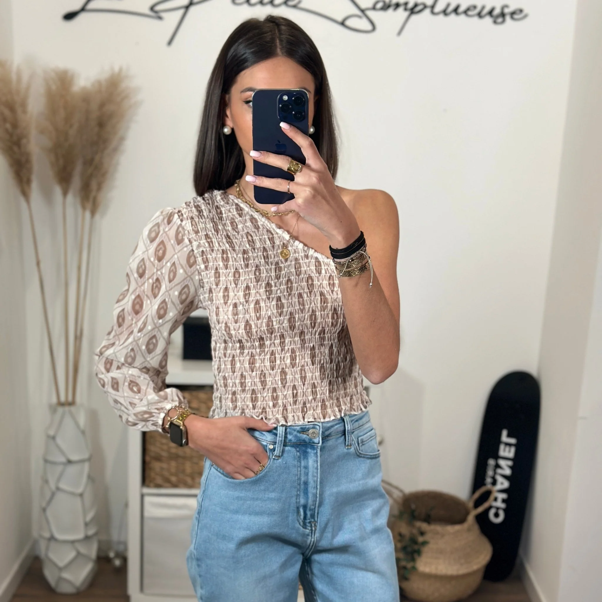 TOP ASYMETRIQUE BEIGE ALIX