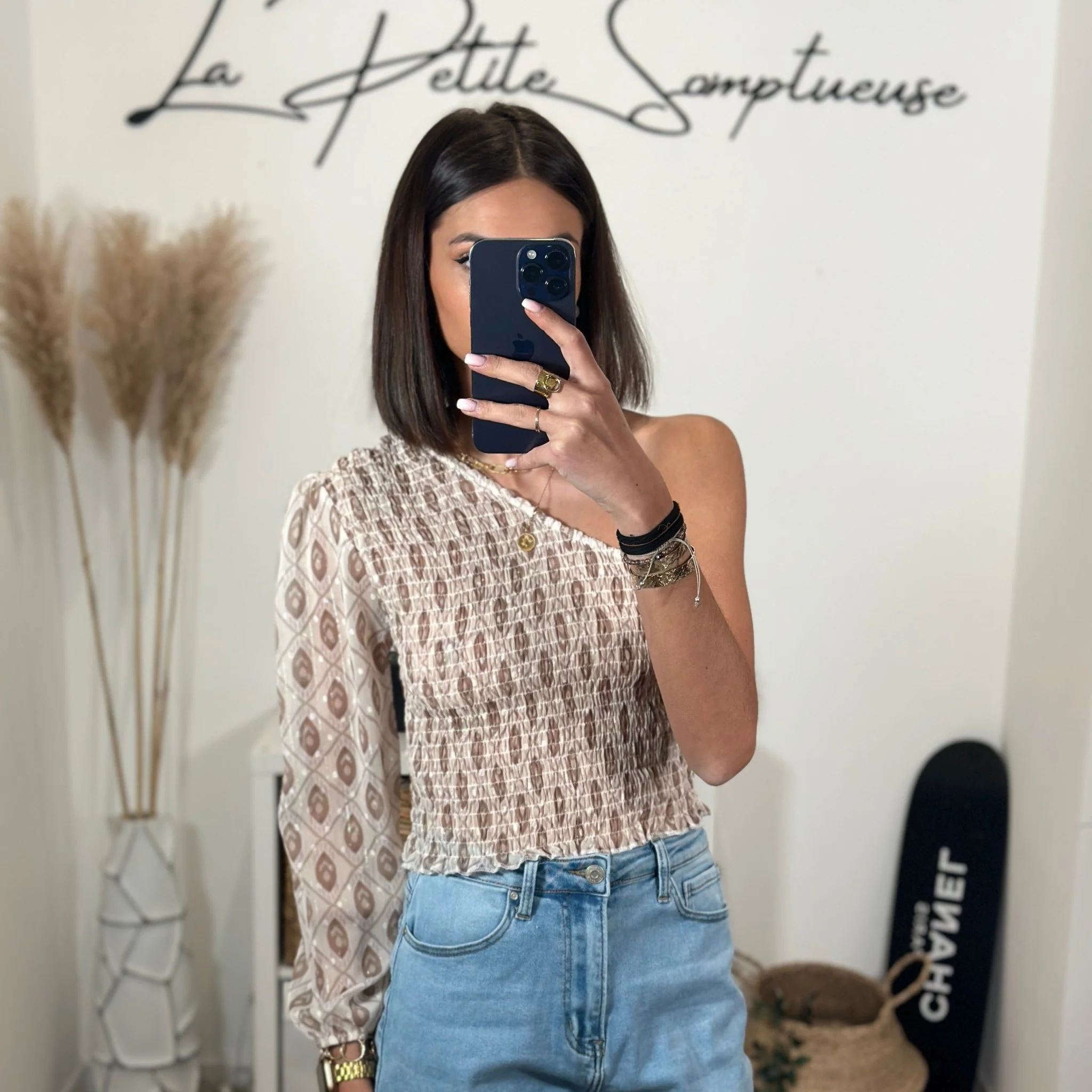 TOP ASYMETRIQUE BEIGE ALIX - Image 2