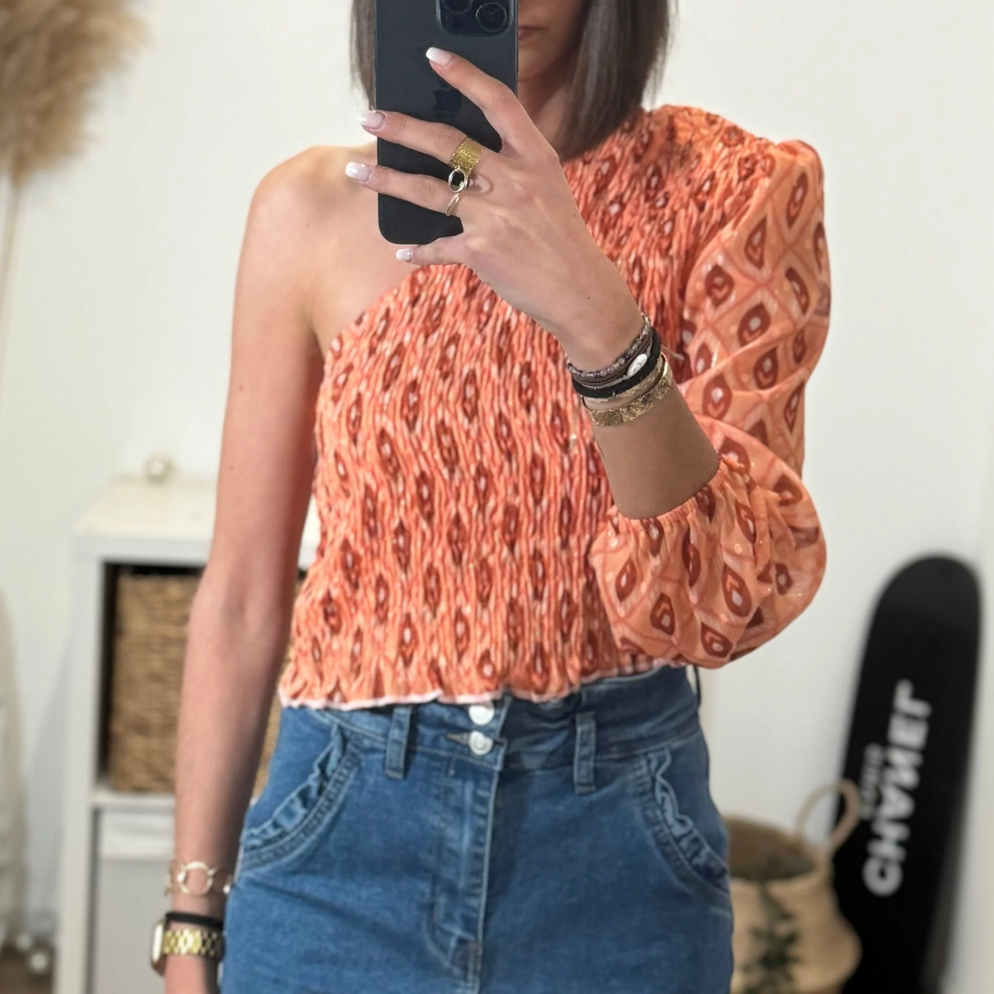 TOP ASYMETRIQUE ORANGE ALIX - Image 3