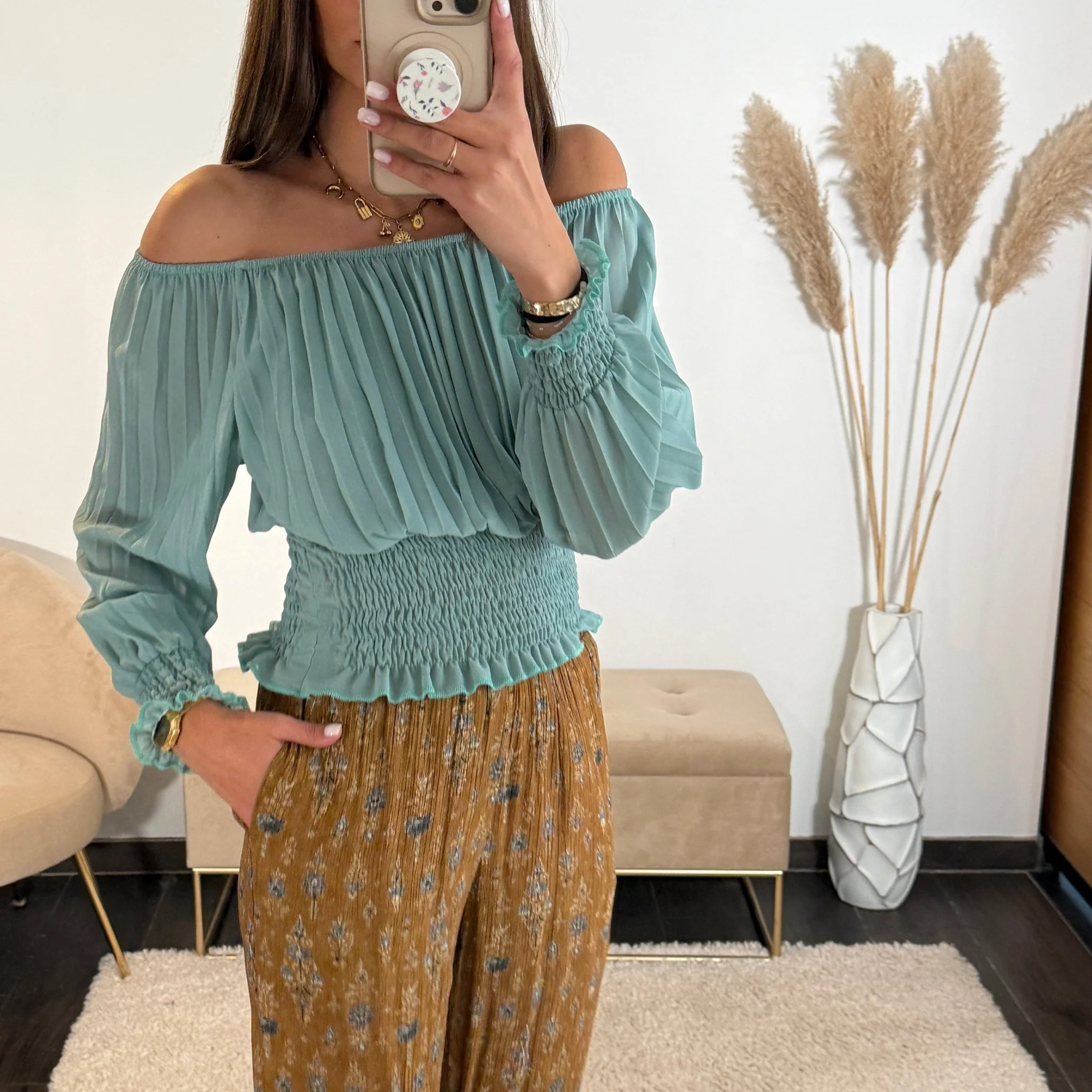 TOP BARDOT BLEU