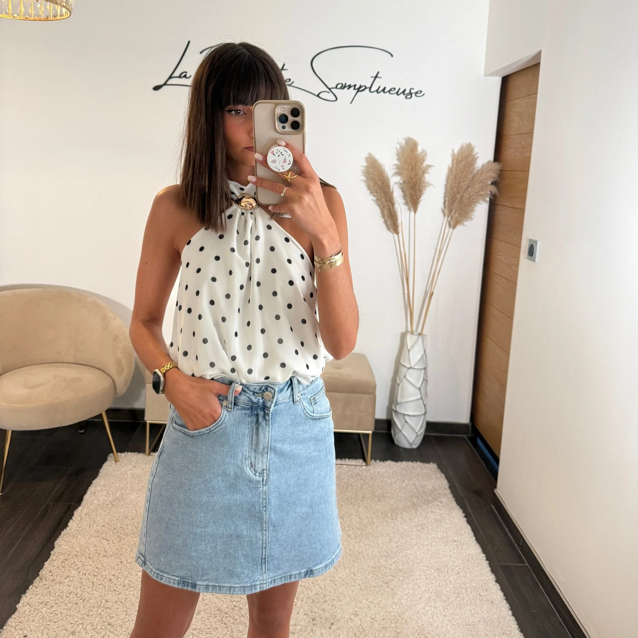 TOP BLANC A POIS SAM - Image 2