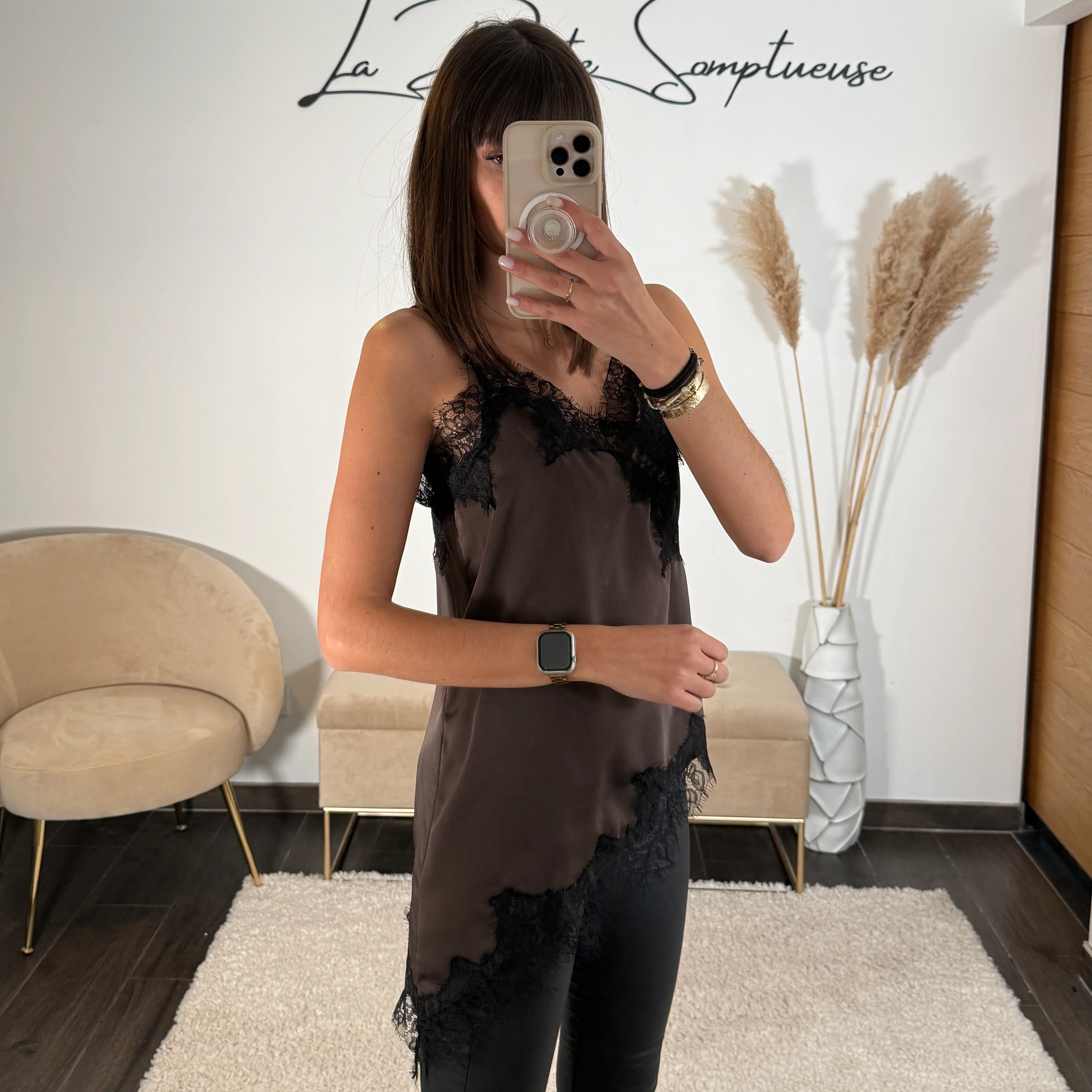 TOP CHOCO DENTELLE NOIRE LIANE - Image 2