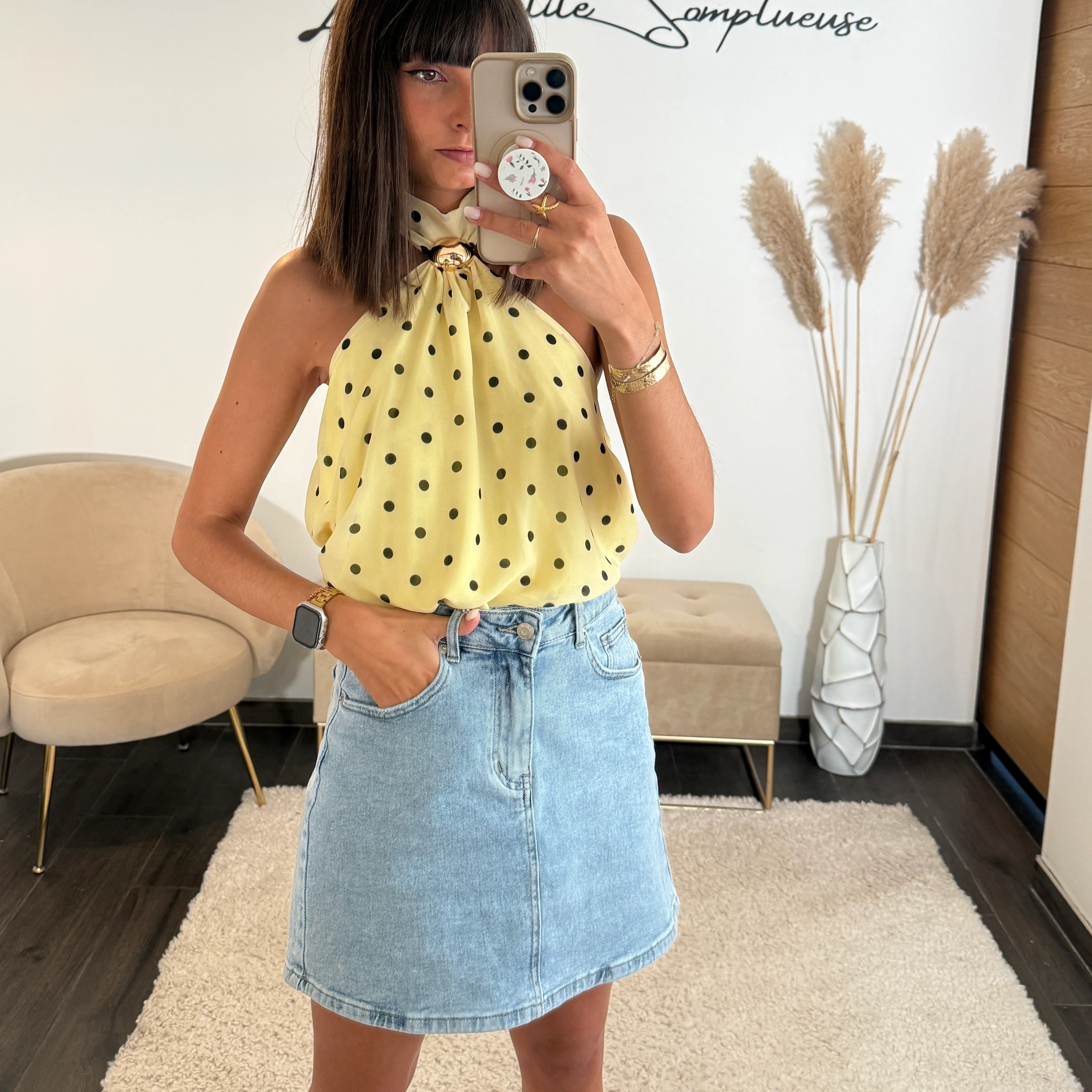 TOP JAUNE A POIS SAM - Image 2