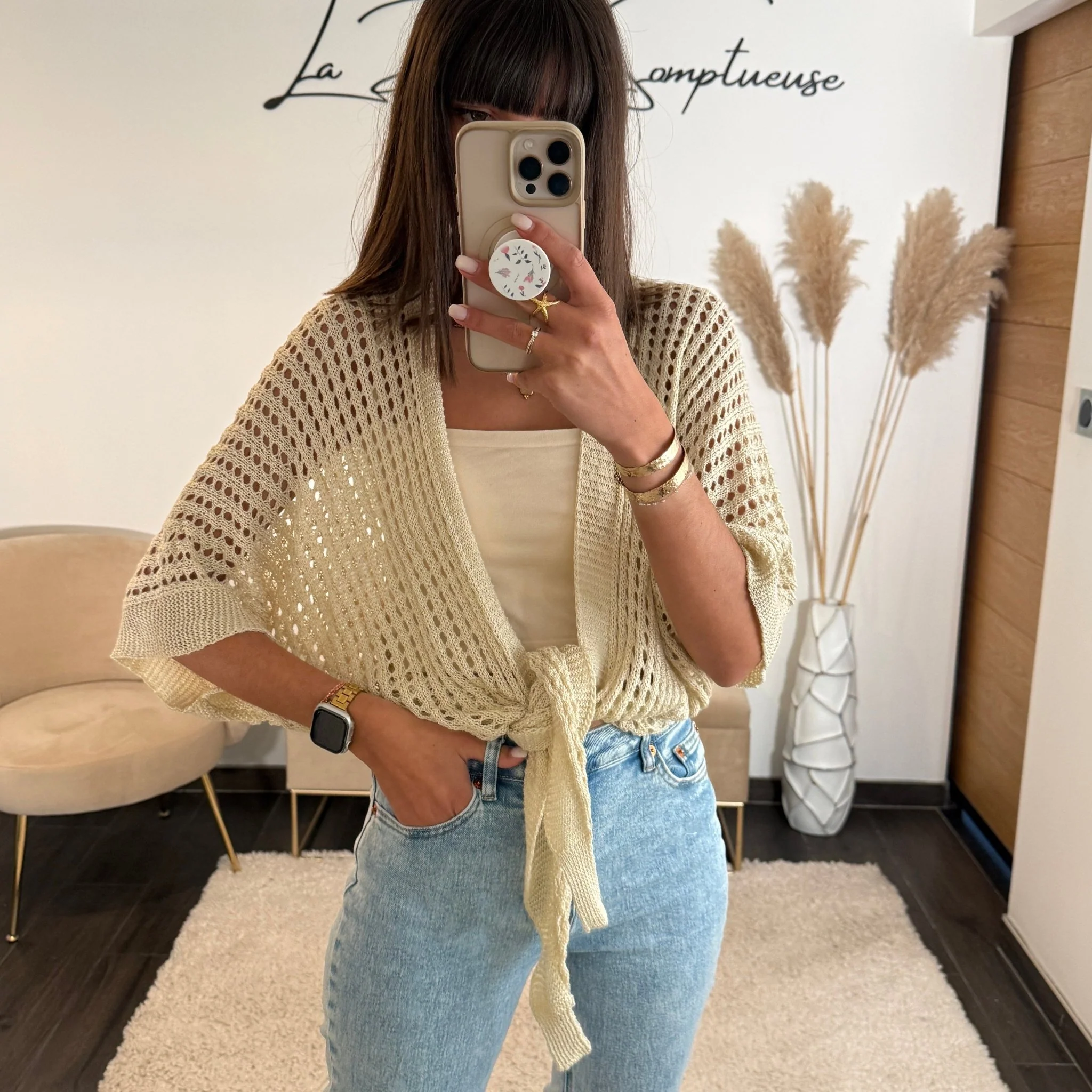 TOP MAILLE BEIGE GIANNY