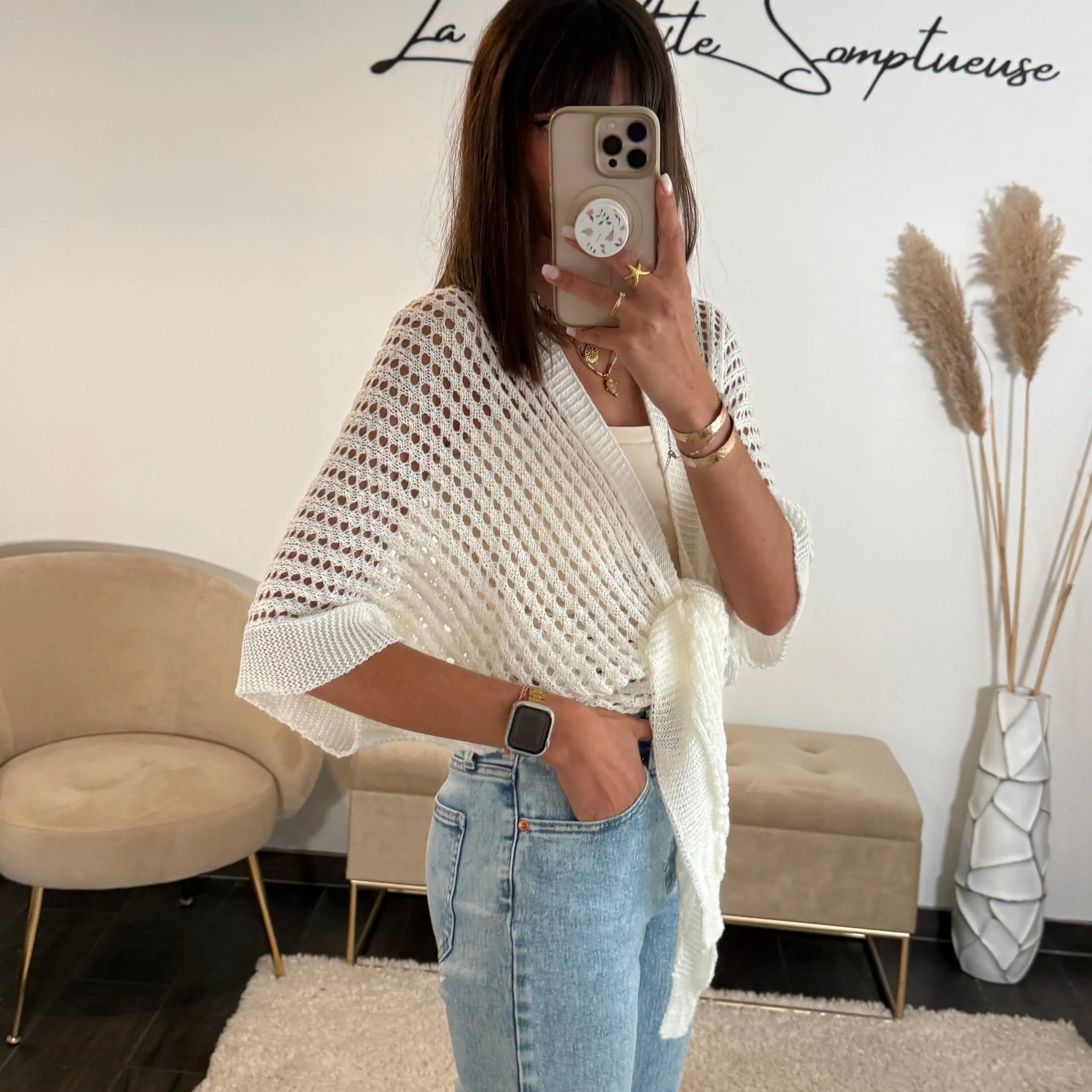 TOP MAILLE BLANC GIANNY - Image 2