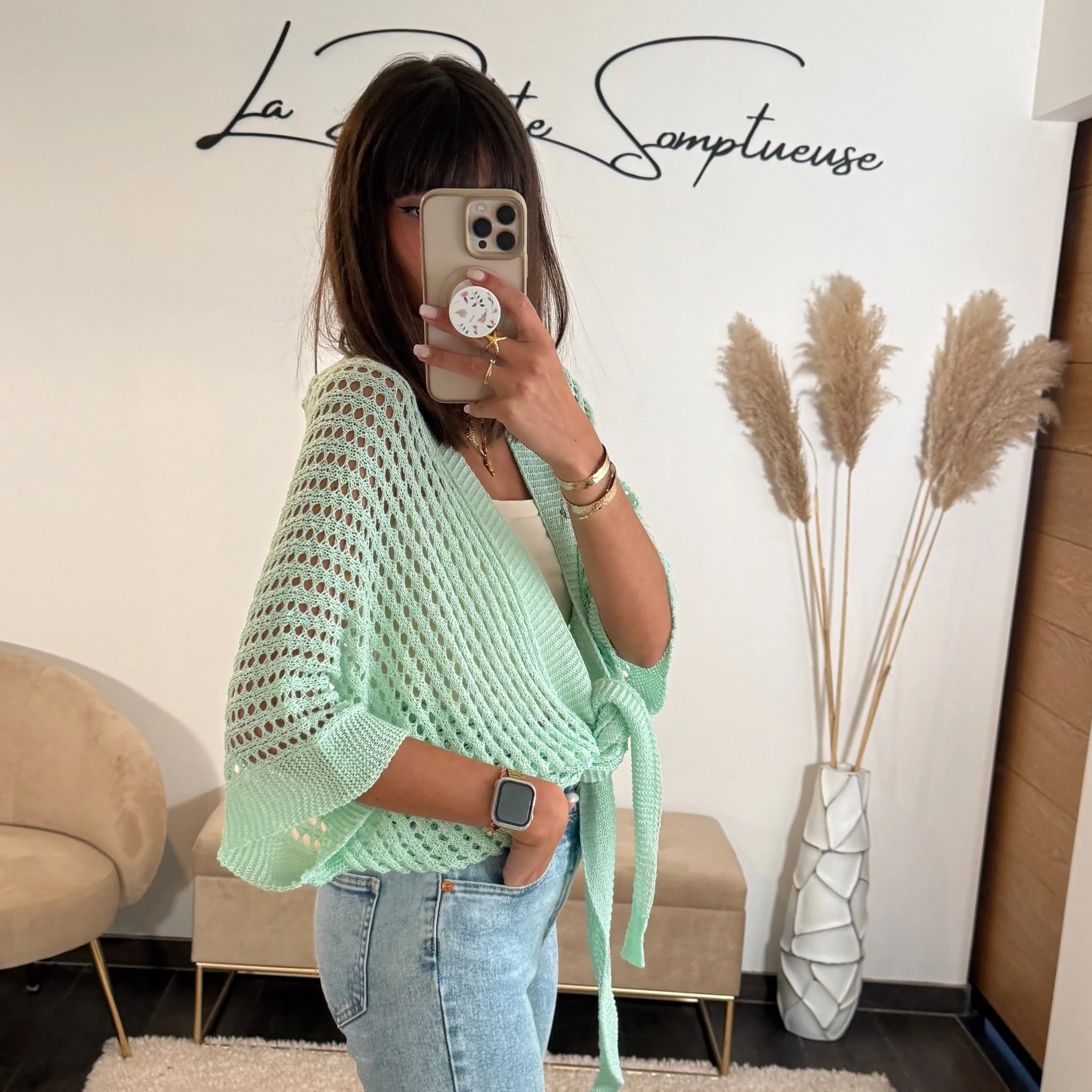 TOP MAILLE VERT D'EAU GIANNY - Image 2