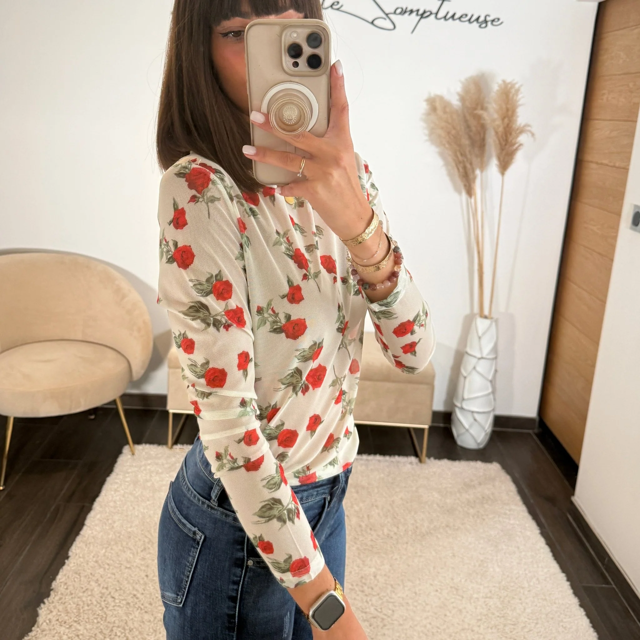 TOP MECHE BLANC ROSY - Image 2