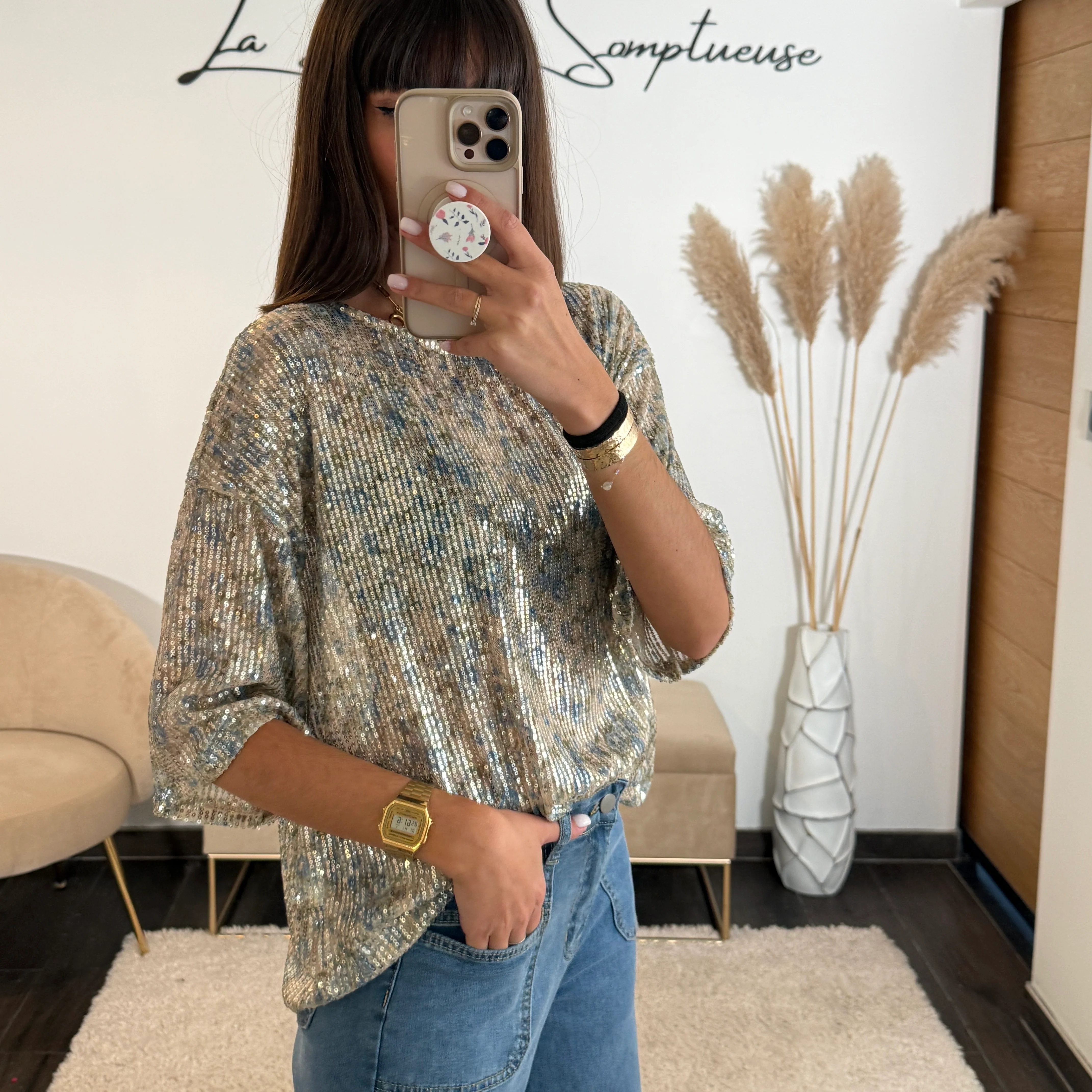 TOP SEQUINS BLEU - Image 2