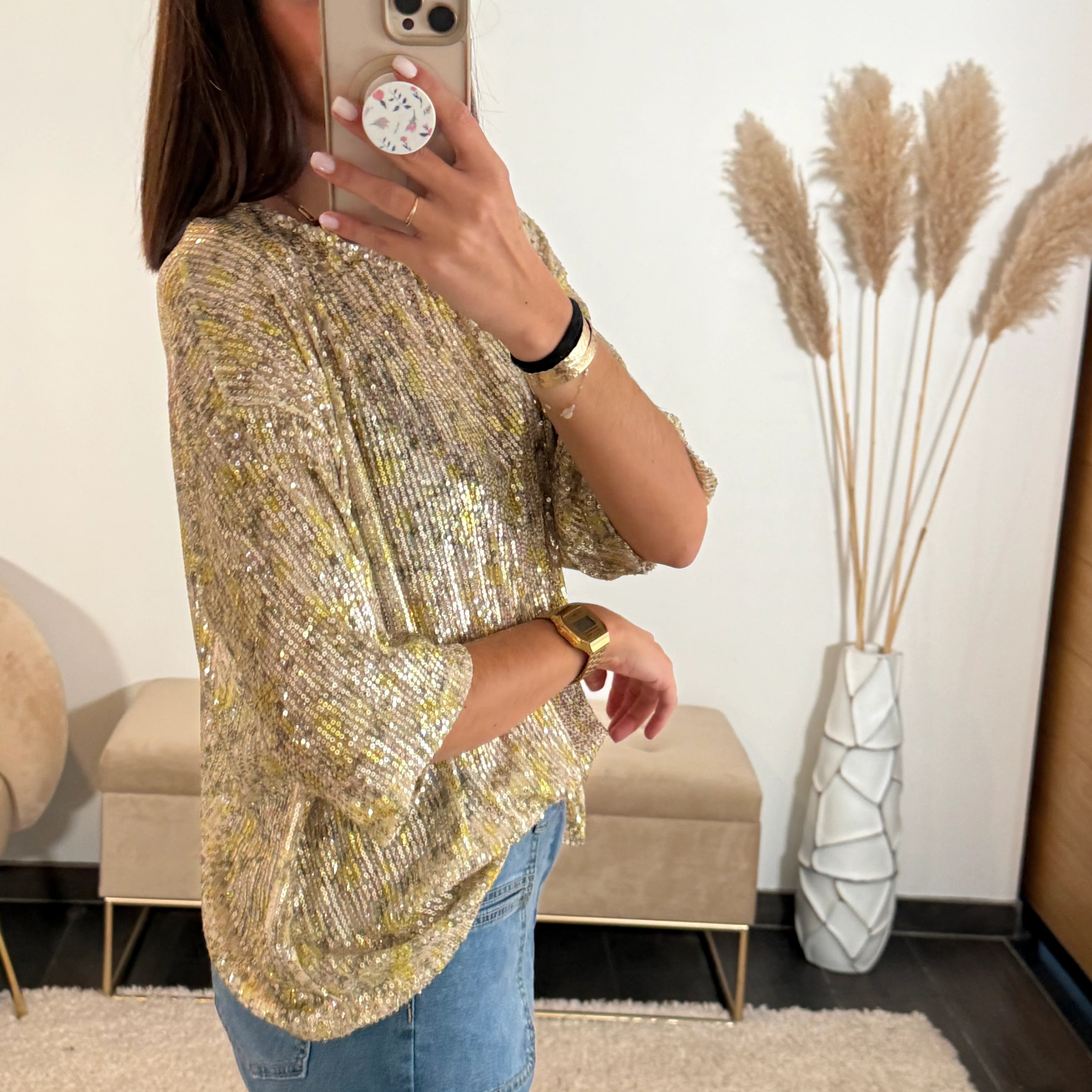TOP SEQUINS JAUNE - Image 2