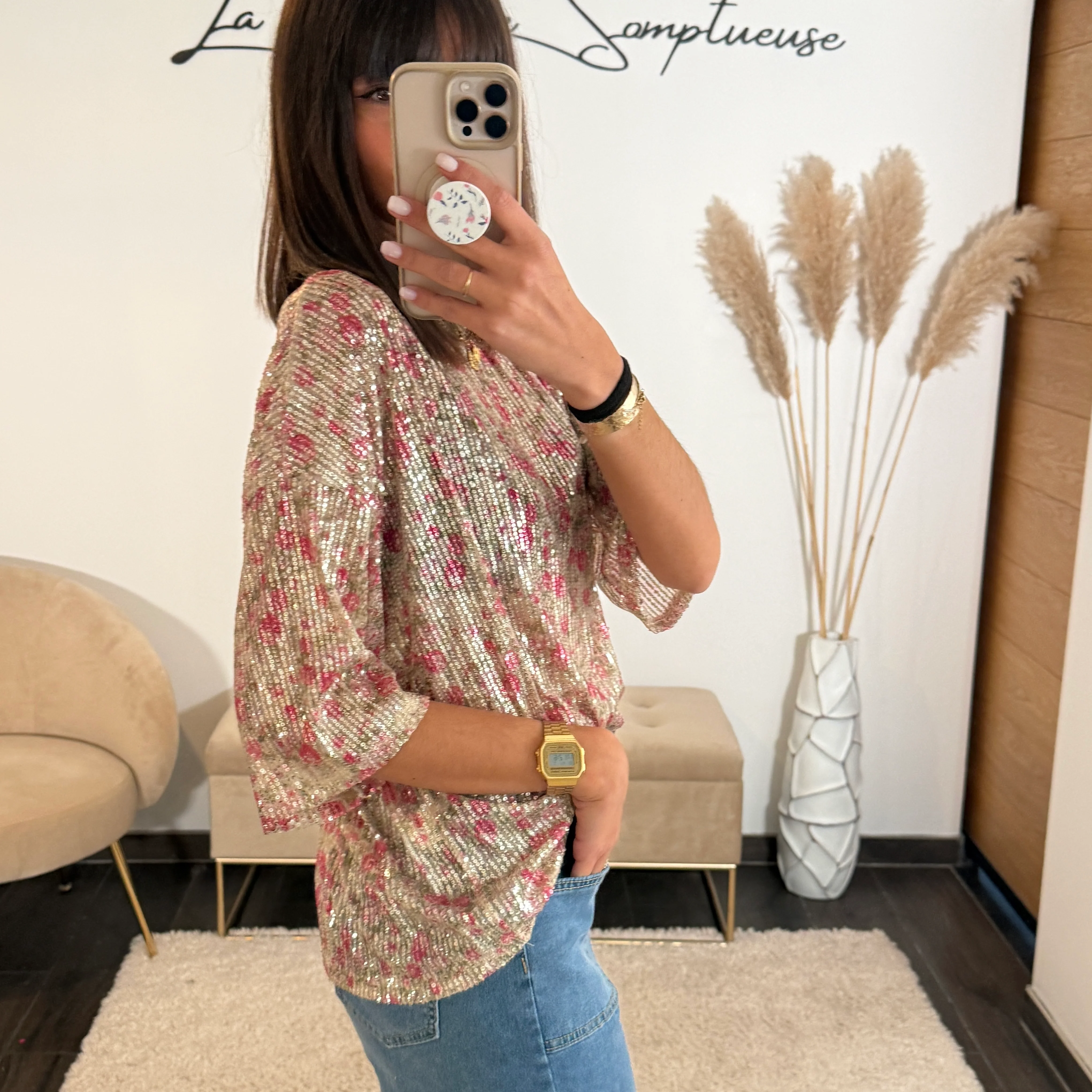 TOP SEQUINS ROSE - Image 2