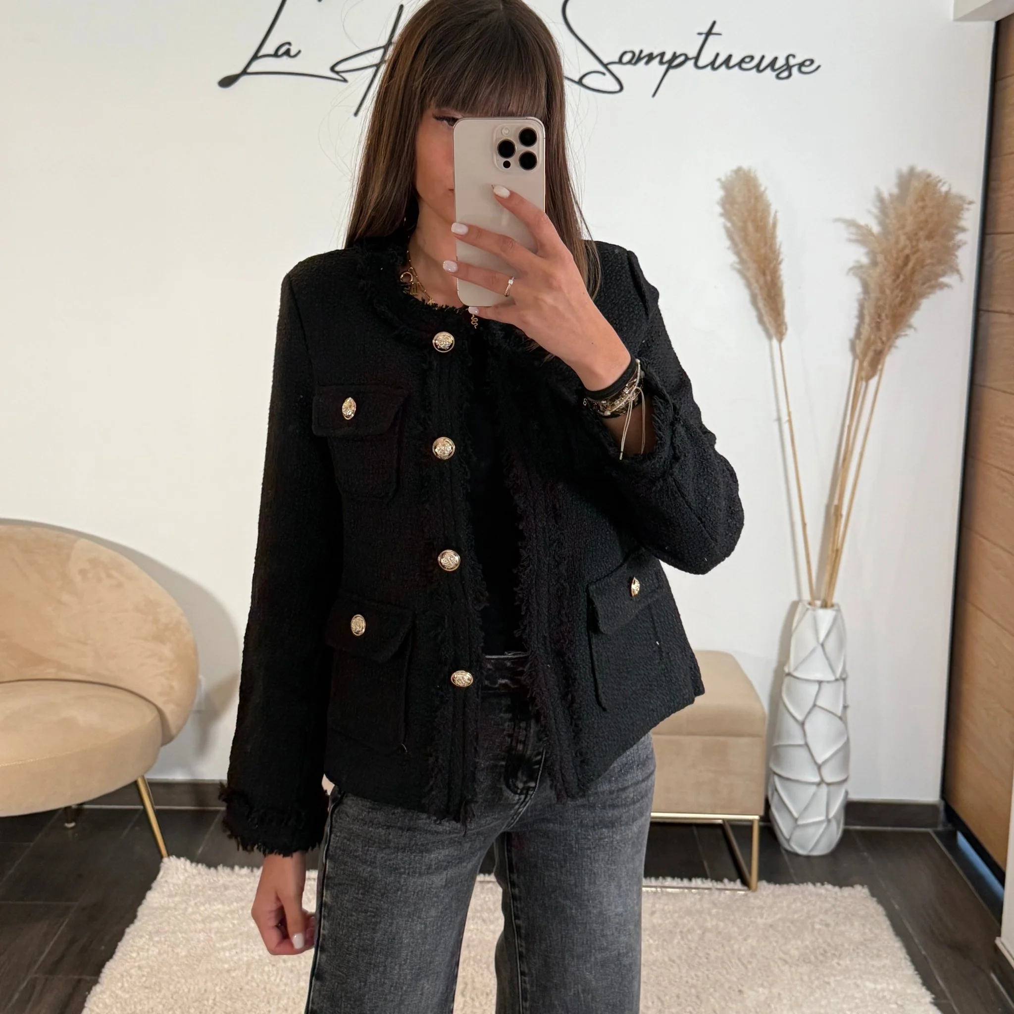 VESTE EN TWEED NOIRE CHANI - Image 2