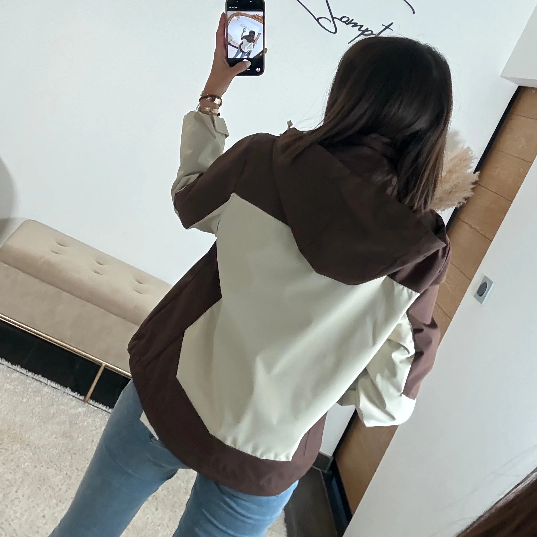 VESTE IMPERMEABLE CHOCO/BEIGE ISIA - Image 3