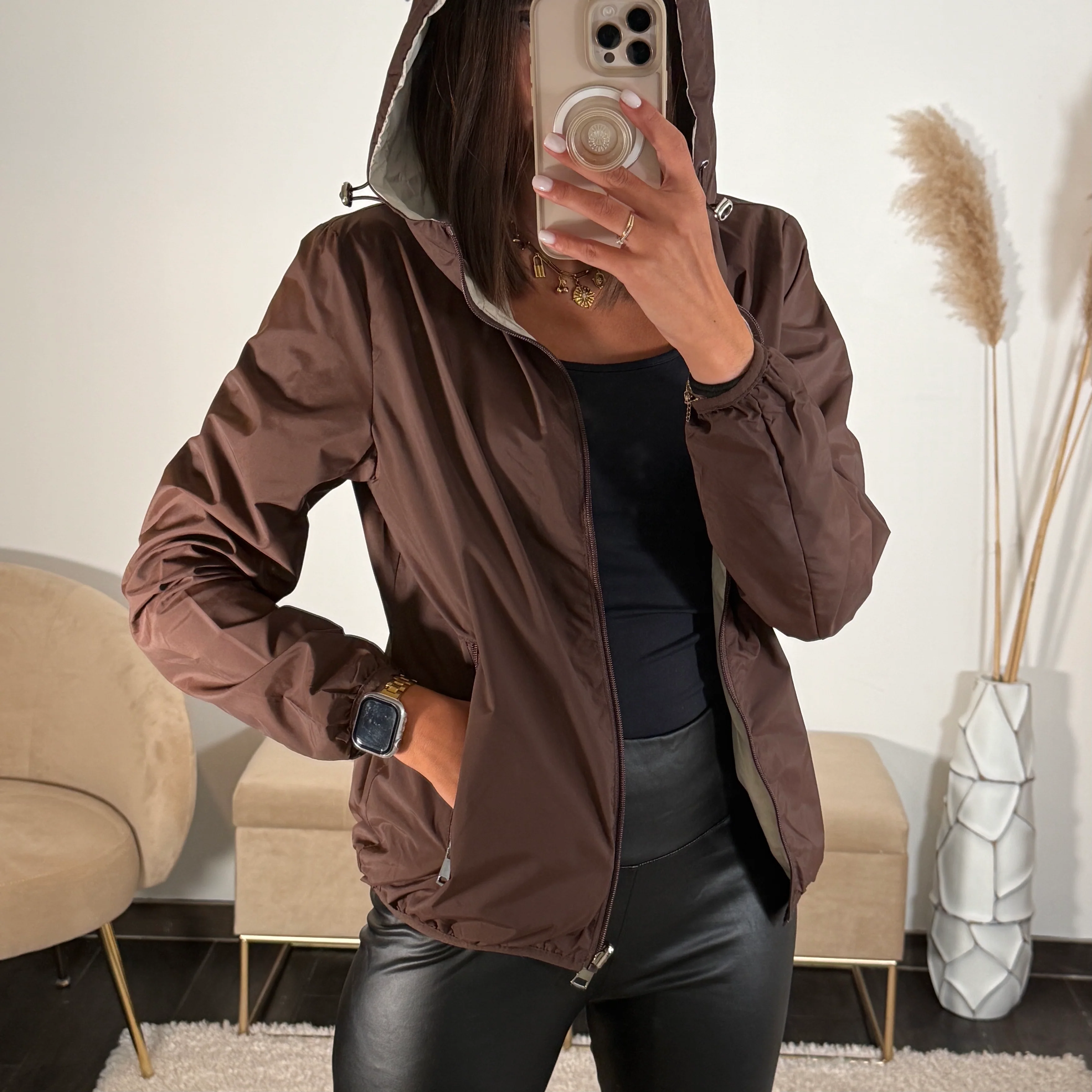 VESTE IMPERMEABLE MARRON ZOE - Image 2