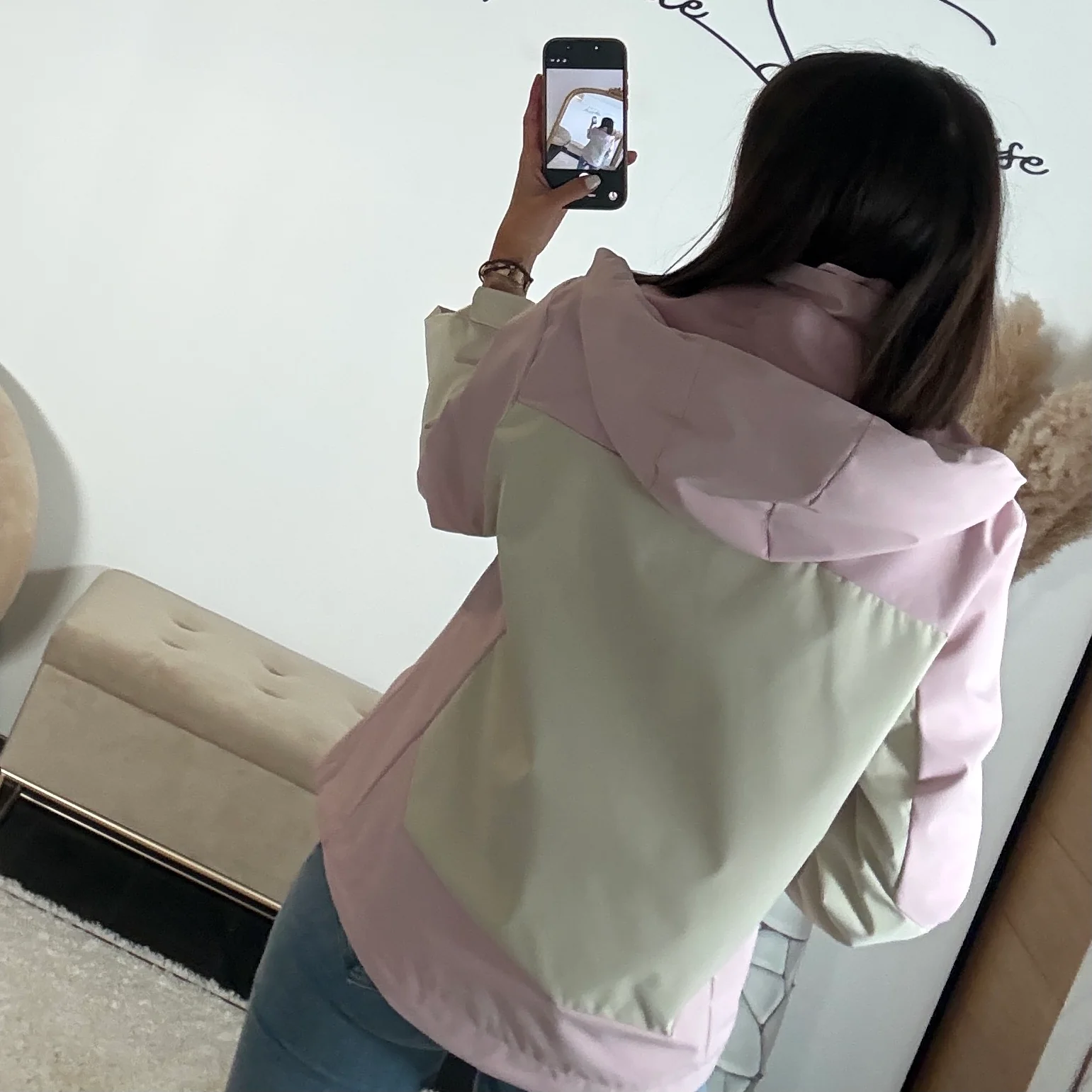 VESTE IMPERMEABLE ROSE/BEIGE ISIA - Image 3