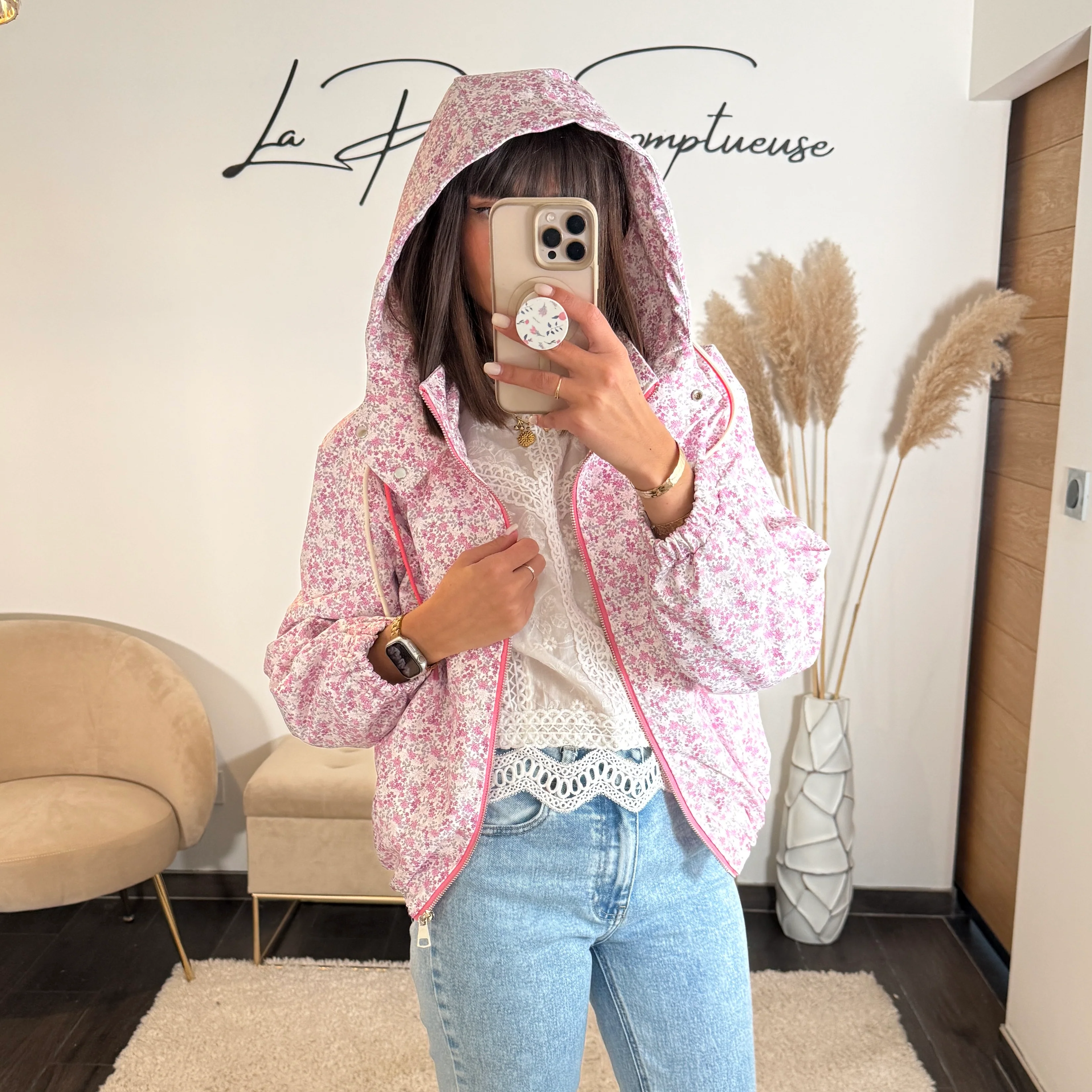 VESTE IMPERMEABLE ROSE FLOWERS - Image 5