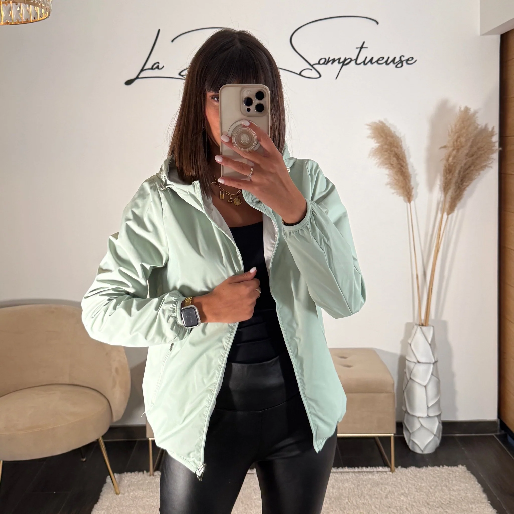 VESTE IMPERMEABLE VERT D'EAU ZOE