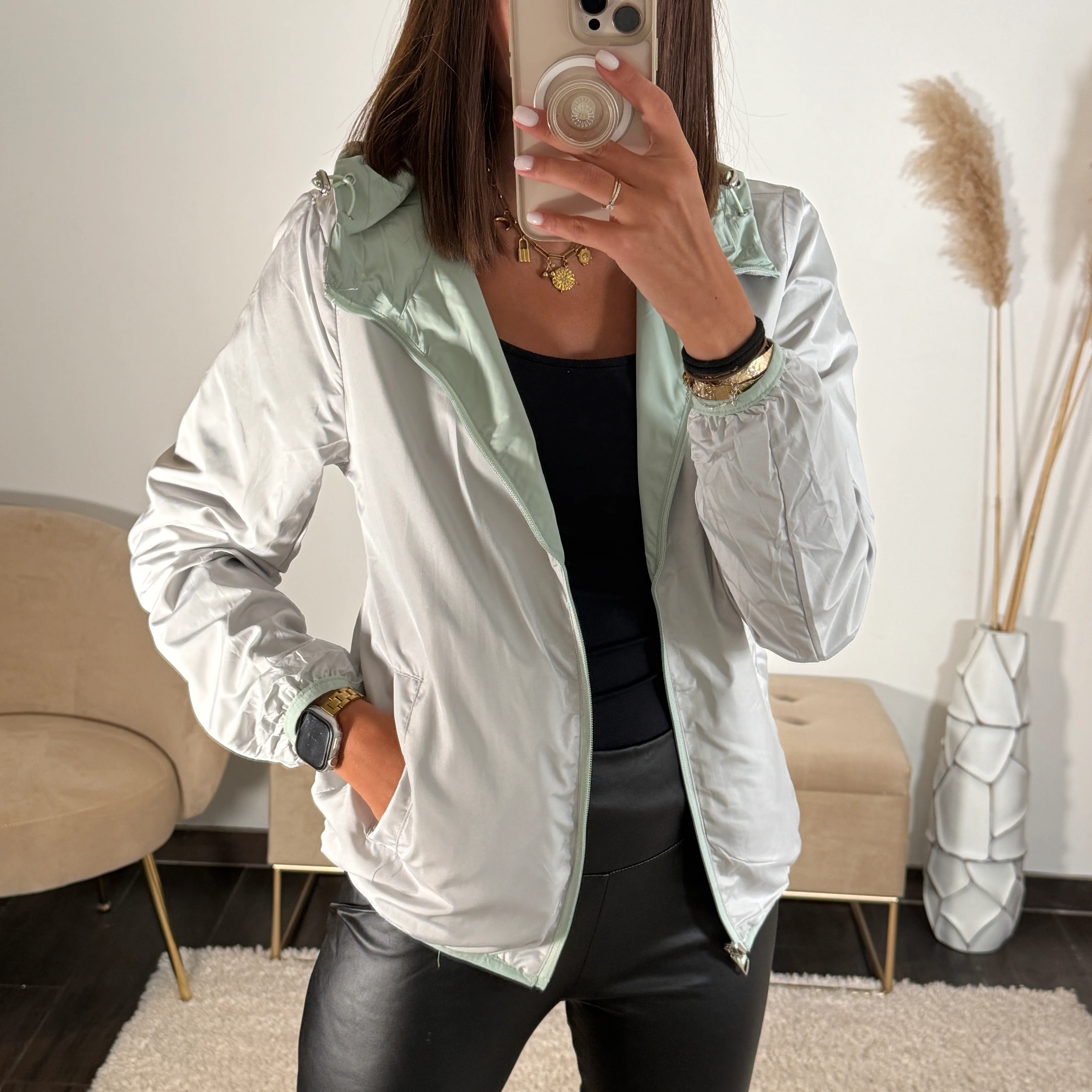 VESTE IMPERMEABLE VERT D'EAU ZOE - Image 3