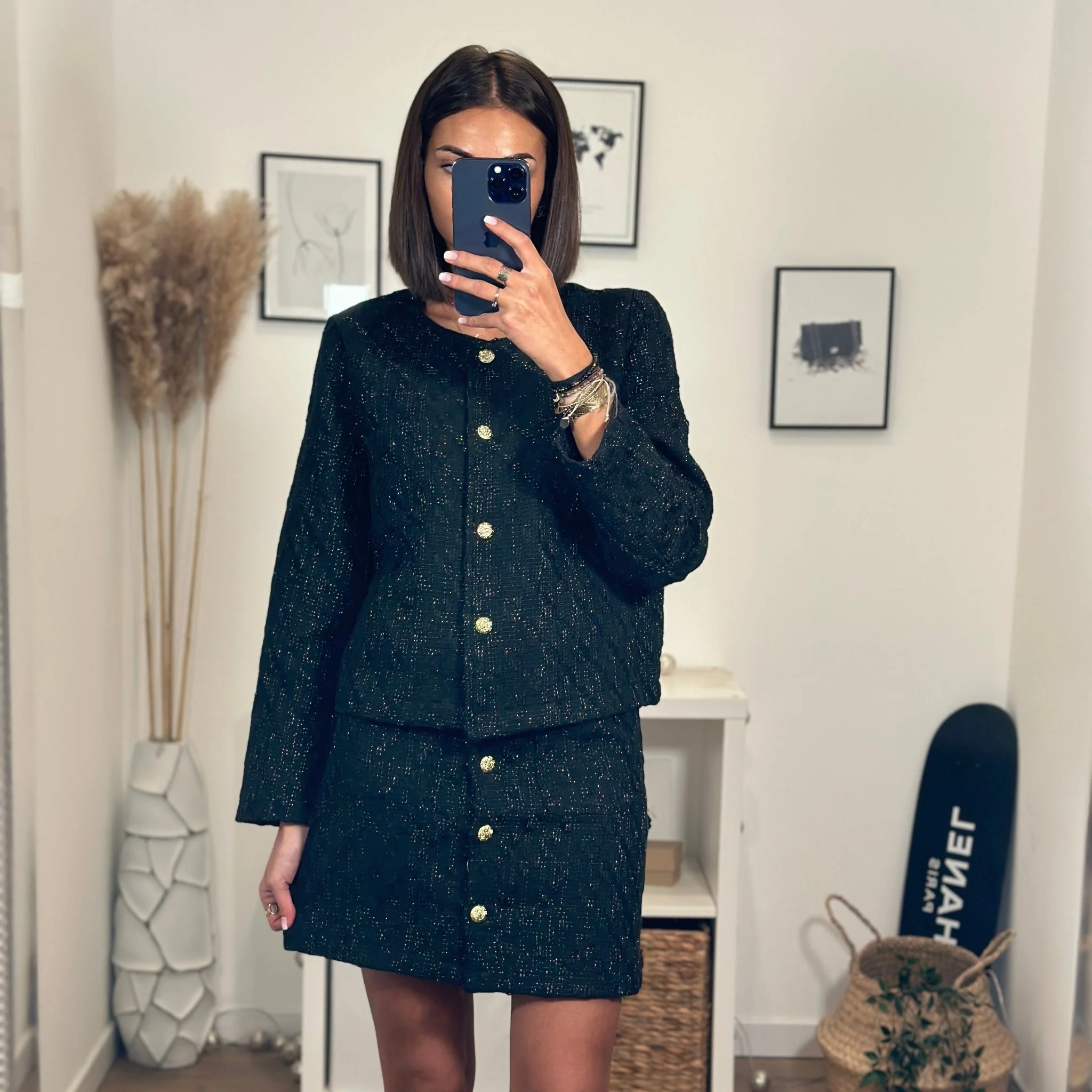 VESTE NOIRE TWEED ALINA