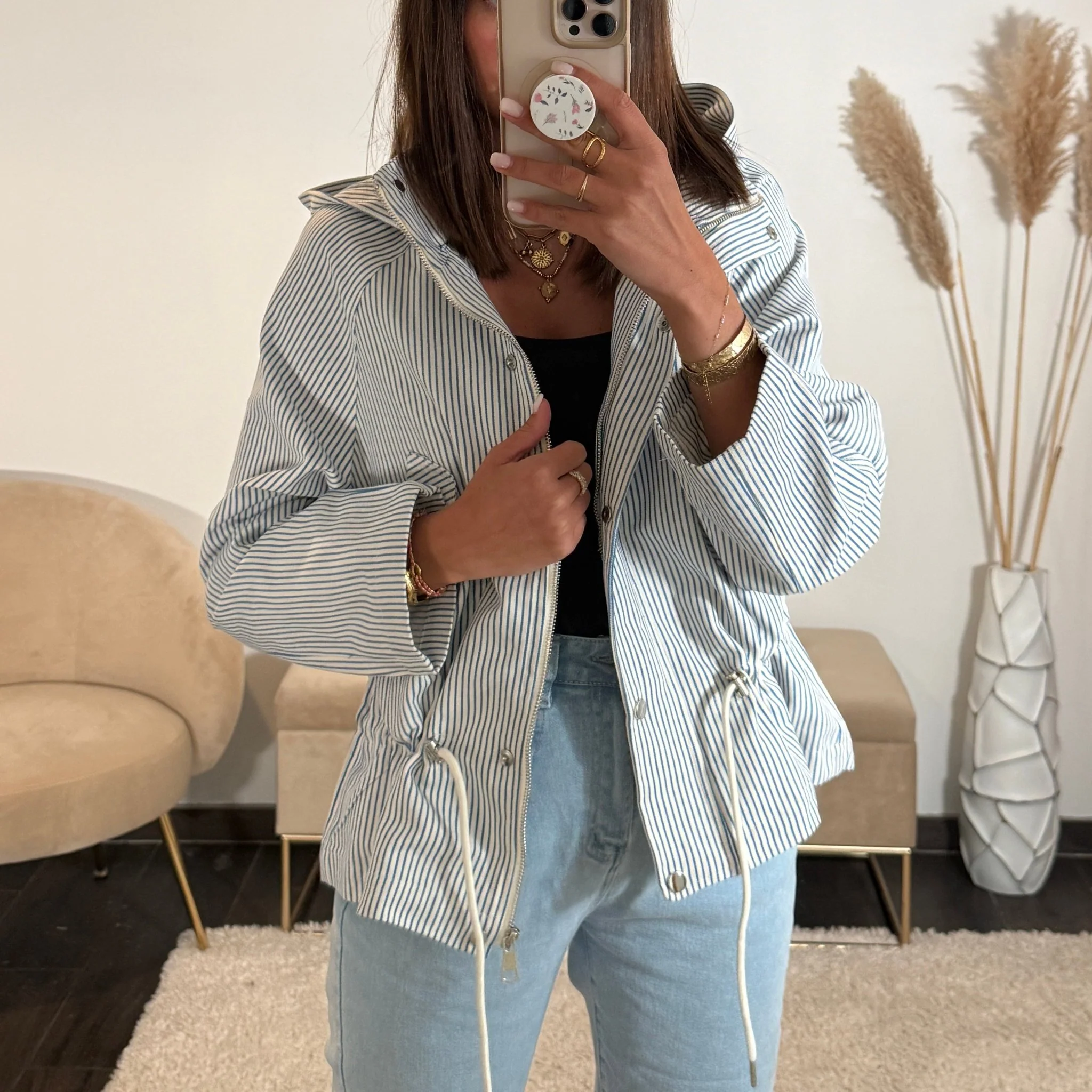 VESTE RAYEE BLEU MELIA