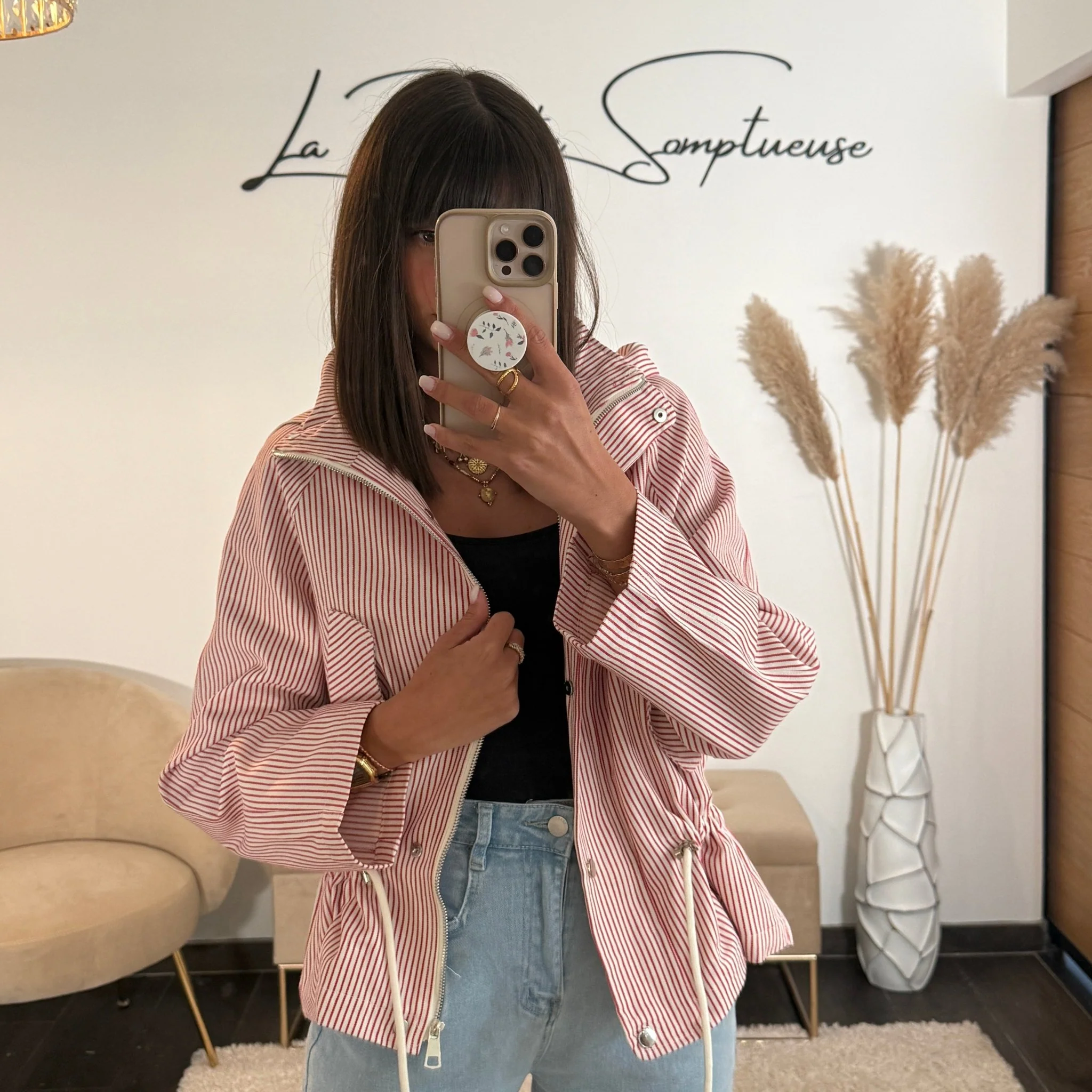 VESTE RAYEE ROUGE MELIA